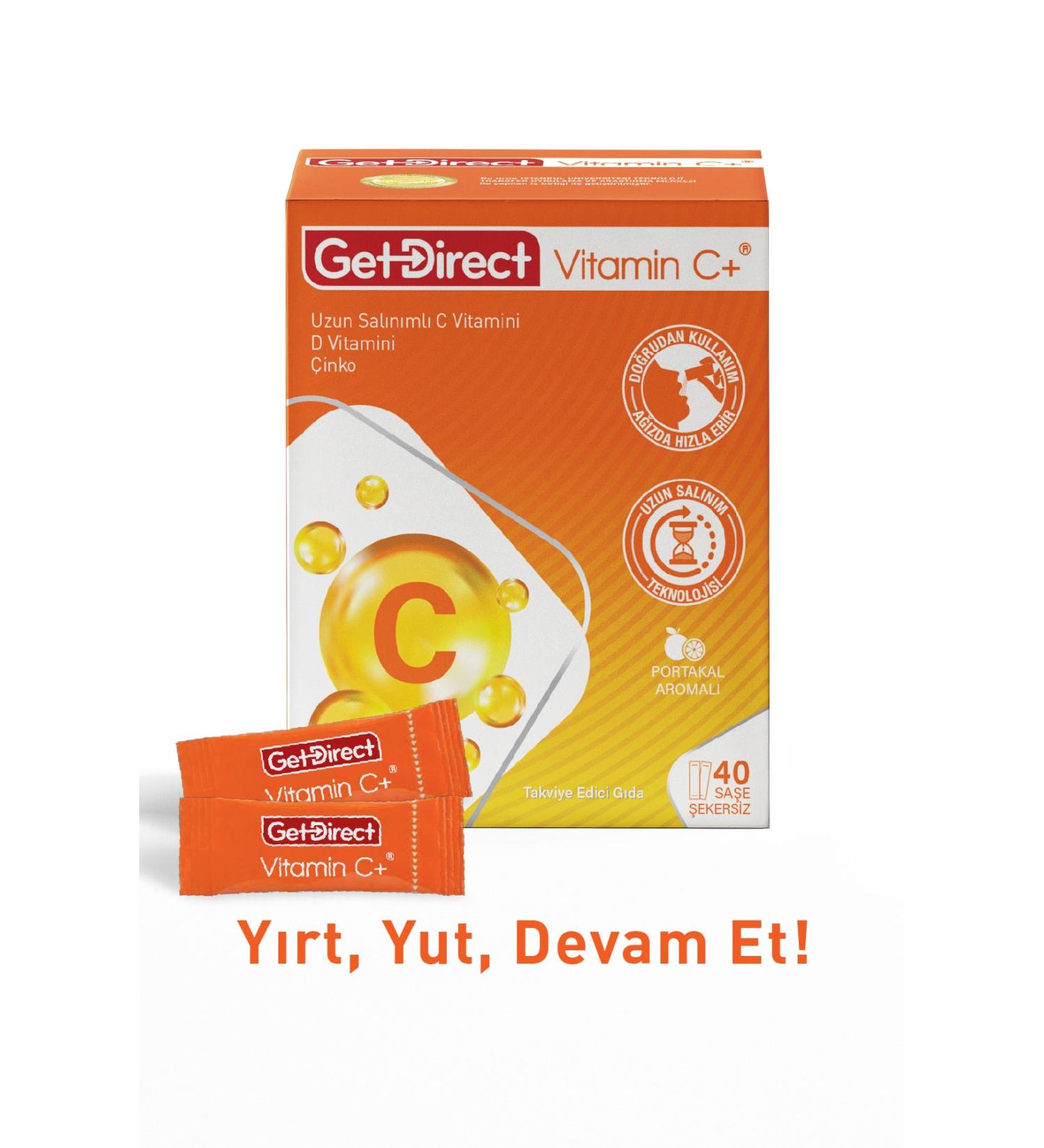 GetDirect Vitamin C+ 1000 Mg Vitamin C Vitamin D Zinc 40 Sachets Extended Release Vitamin C Waterless Use - Buy Online on GoSupps.com