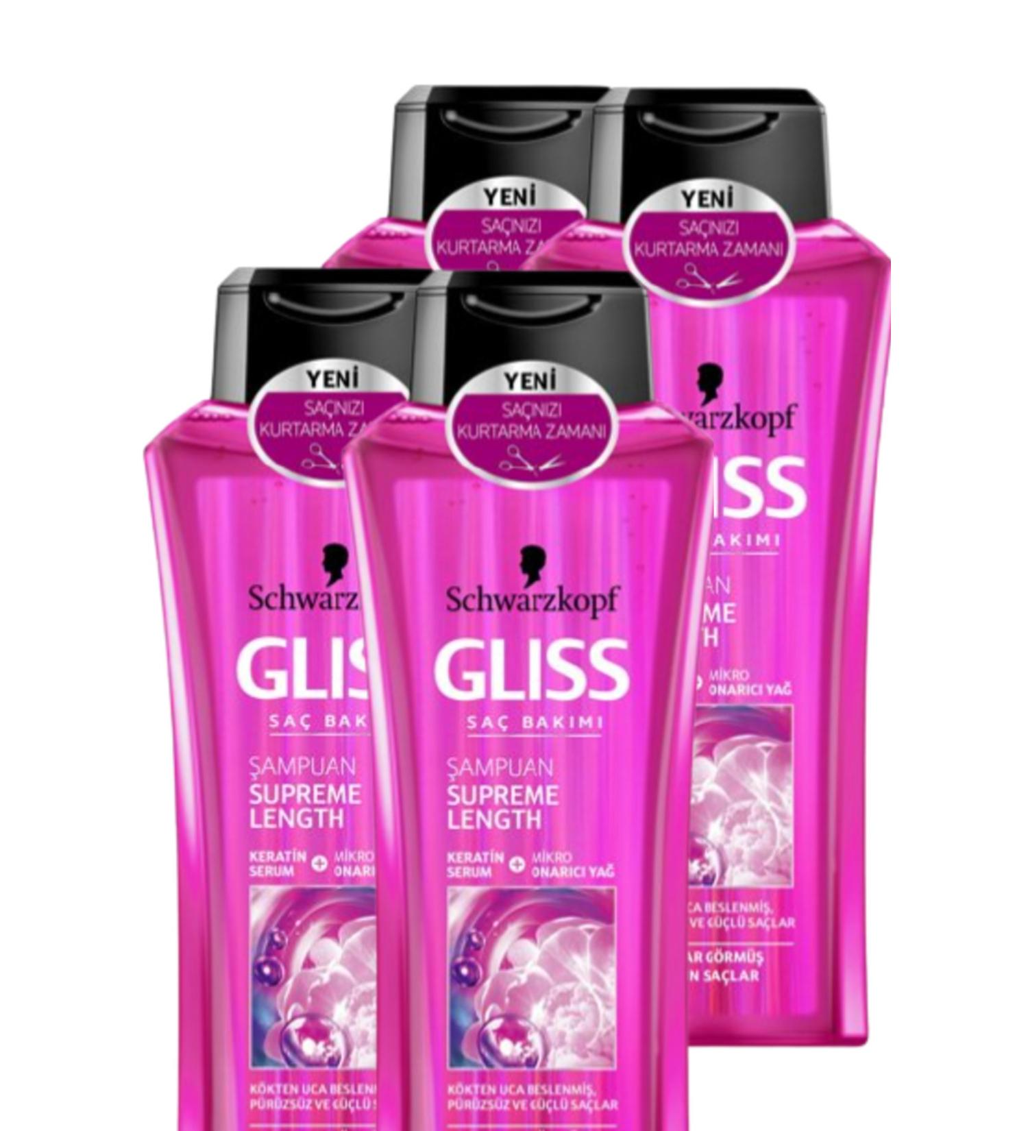 Gliss Economic Supreme Length Hair Care Shampoo 400 Ml X4