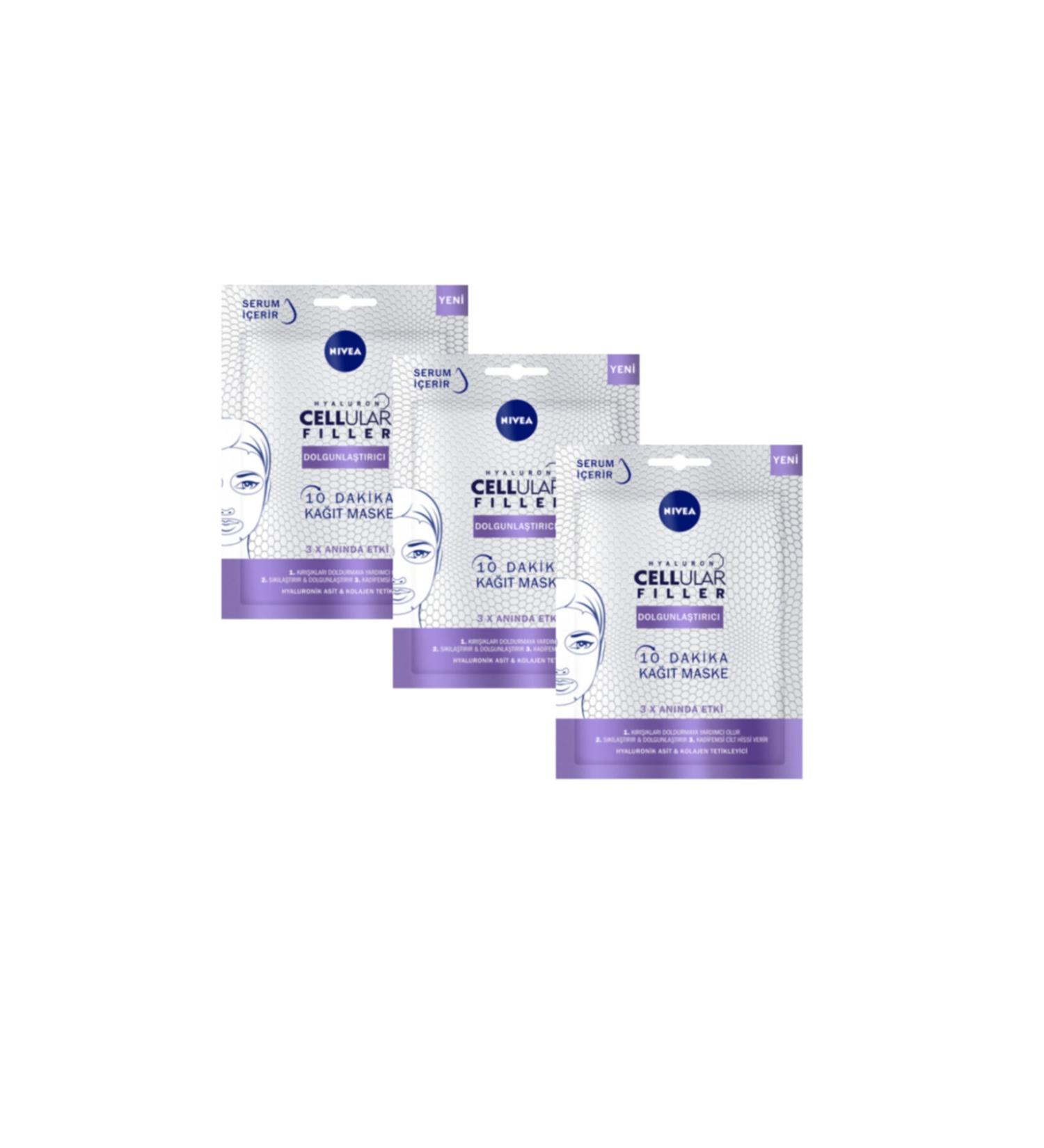 NIVEA 10 Minutes Hyaluron Cellular Filler Plumping Mask 28 Gr * 3 Pieces