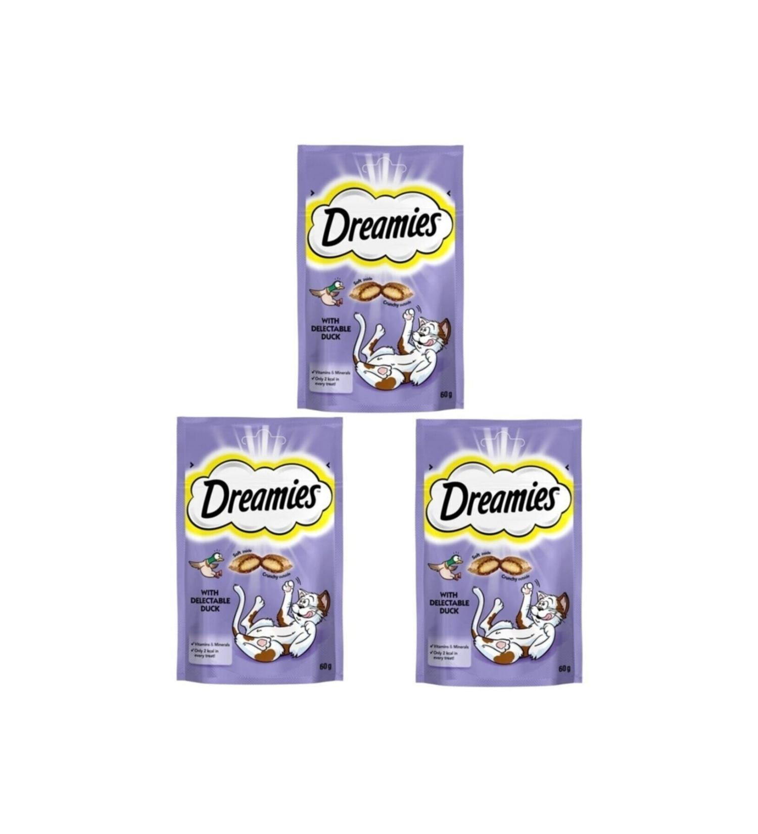 Dreamies Filled Duck Kitten Cat Award 60 Gr X 3 Pieces