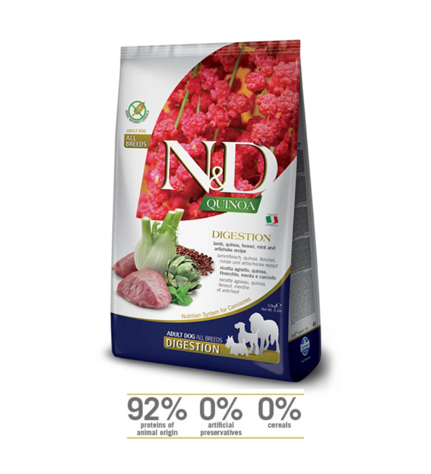 & D Grain Free Quinoa Digestion Lamb Grain Free Lamb Meat Digestive System All Breeds Dog Food 2.5 Kg