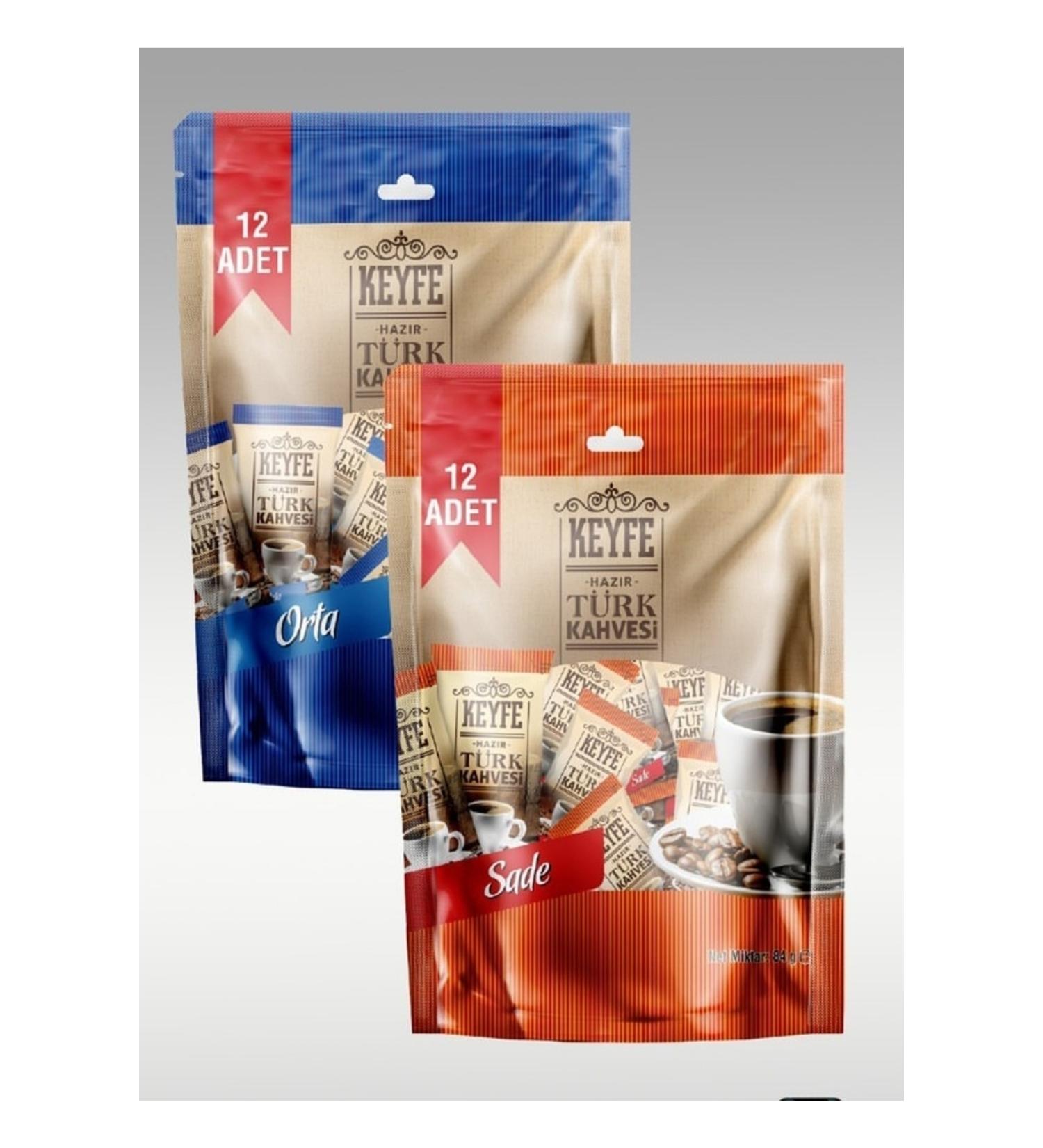 Ready to Enjoy Turkish Coffee 12-Piece Plain + 12-Piece Medium (Total 24 Pieces)