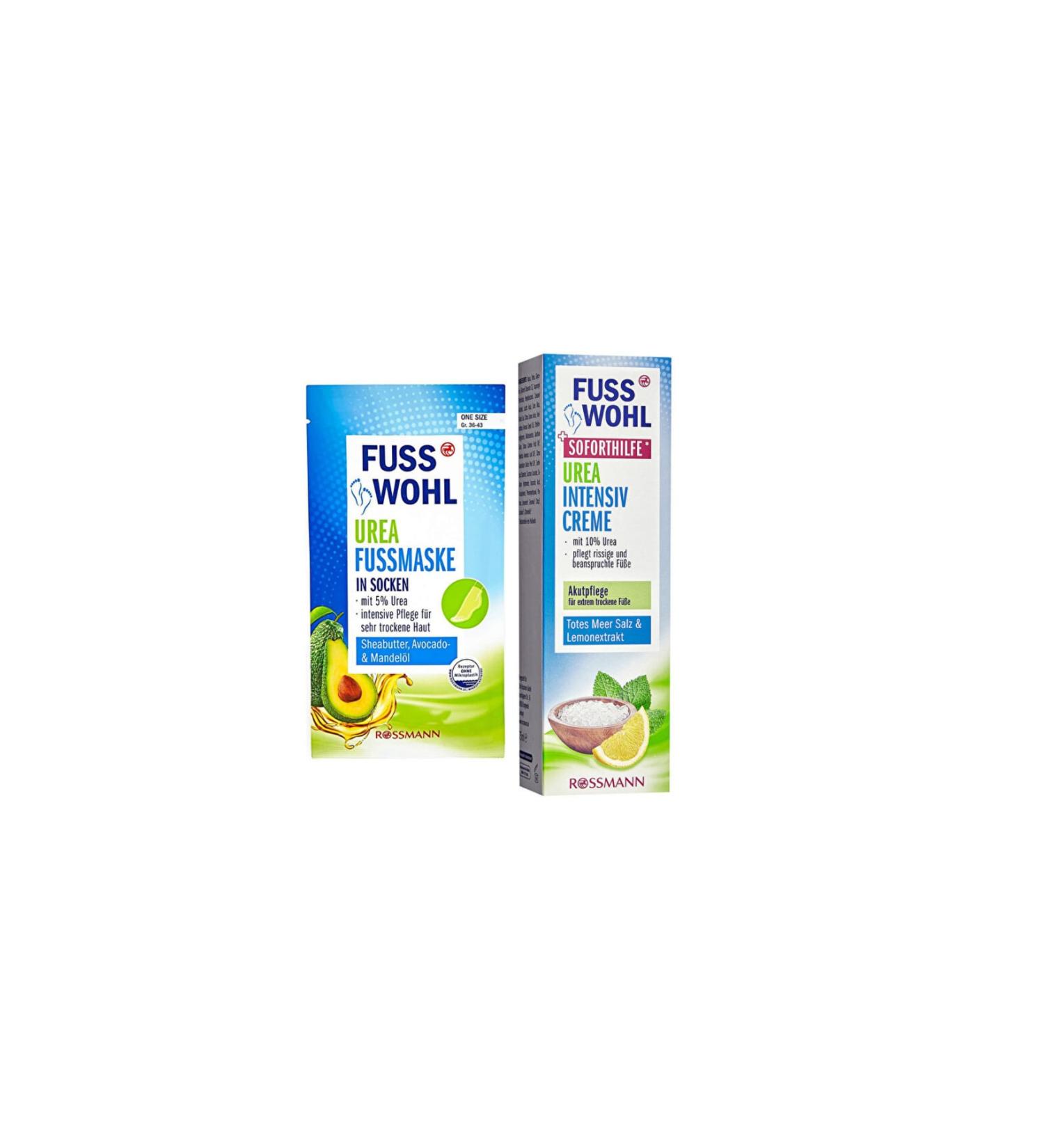 Fusswohl Foot Mask Sock 1 Piece + Moisturizing Foot Care Cream 75 Ml (Advantage Set)