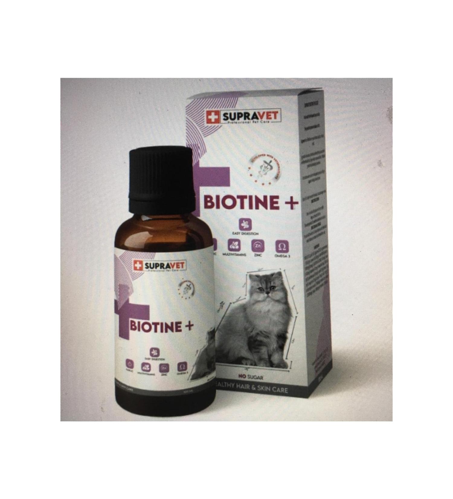 Supravet Plus +B For Cats Biotine Drops 100 ml + Zinc + Multi Vitamin (Coat Health Drops for Cats)