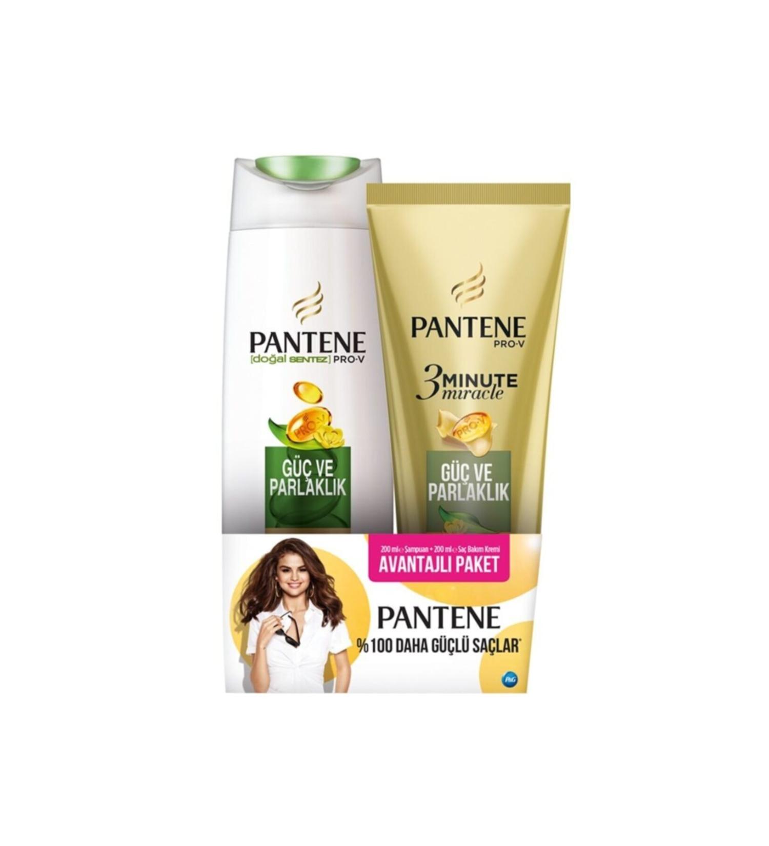 Pantene Power and Shine Shampoo 200 ml + 3mm Hair Care Conditioner 200 ml