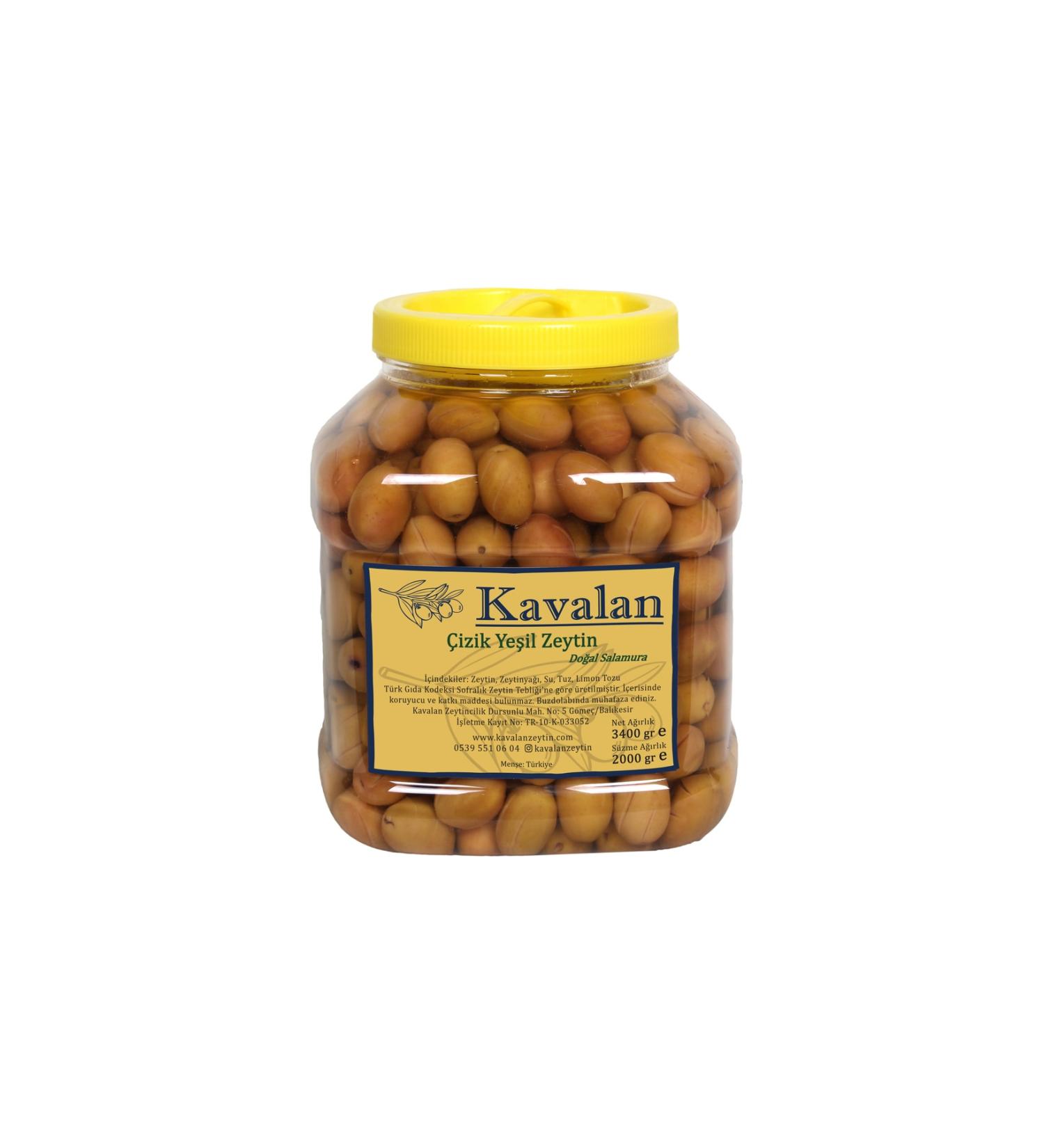 Kavalan Good Agricultural Practice. 2 Kg Drained Weight - Tomato Scratched Green Olives -3000cc-