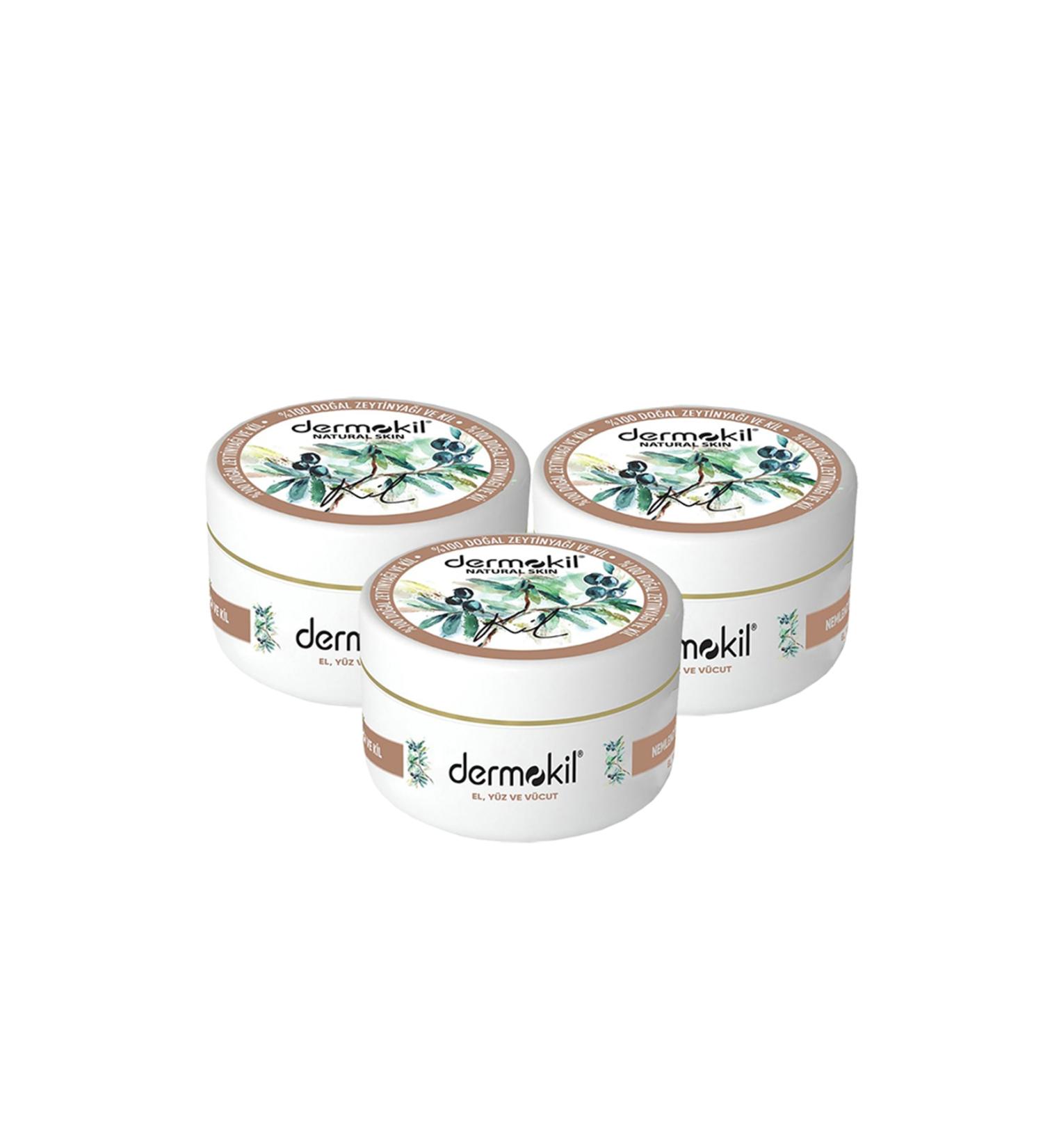 Dermokil Olive Oil Face Body and Natural Hand Cream 300 Ml X 3 Pieces