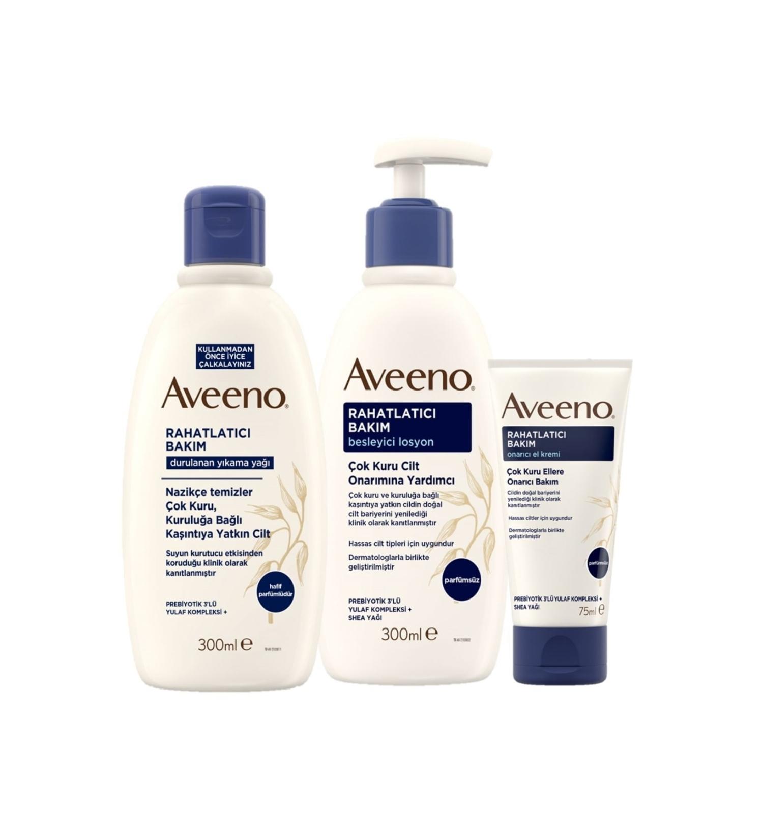 AVEENO Soothing Care Set for Very Dry Skin | Lotion + Cream + Cleansing