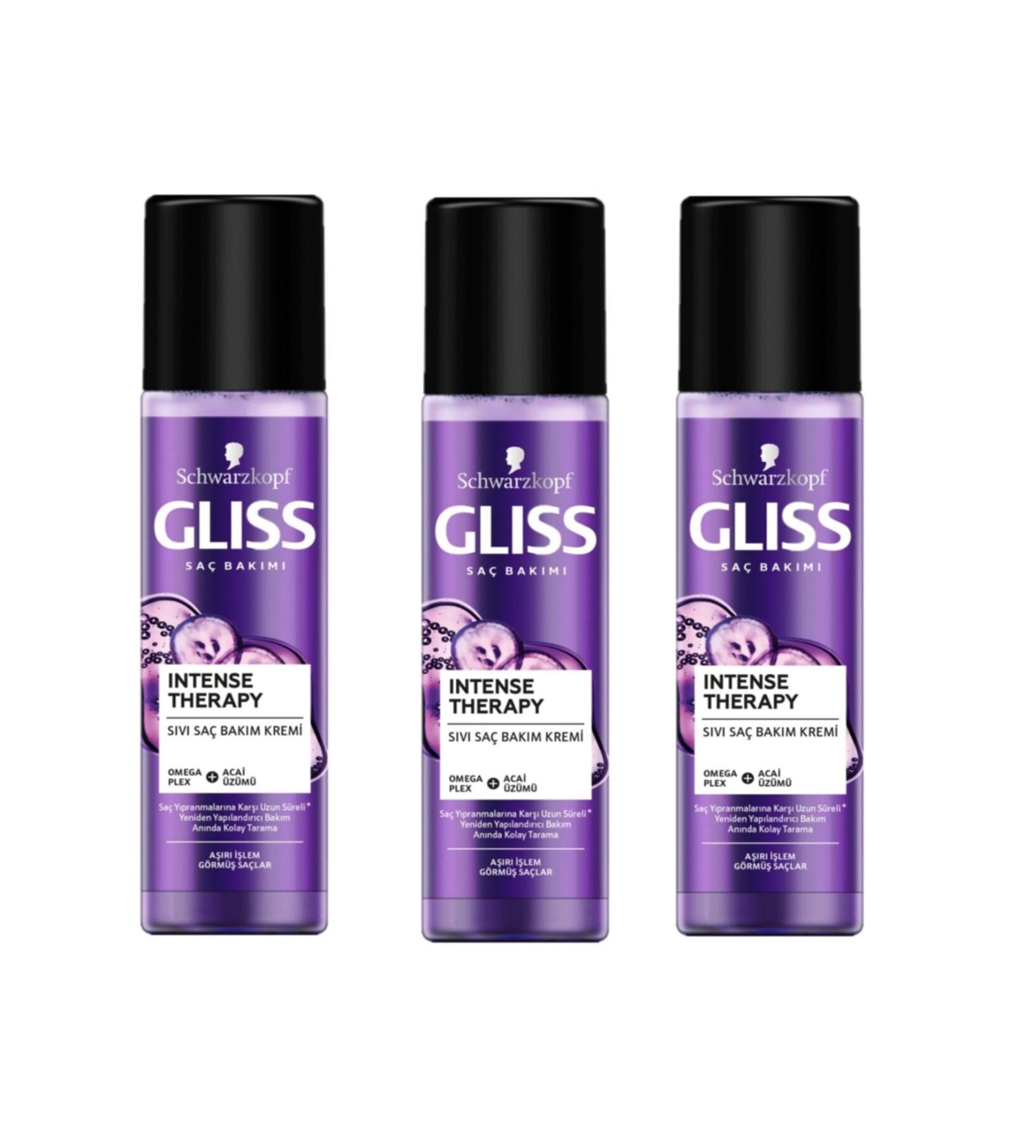 Gliss 200Ml Intense Therapy Liquid Conditioner x 3 Pieces