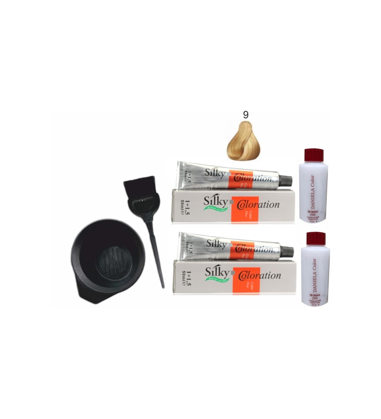 Silky Herbal Hair Dye 9 Light Blonde 1+1.5 50ml X2pcs