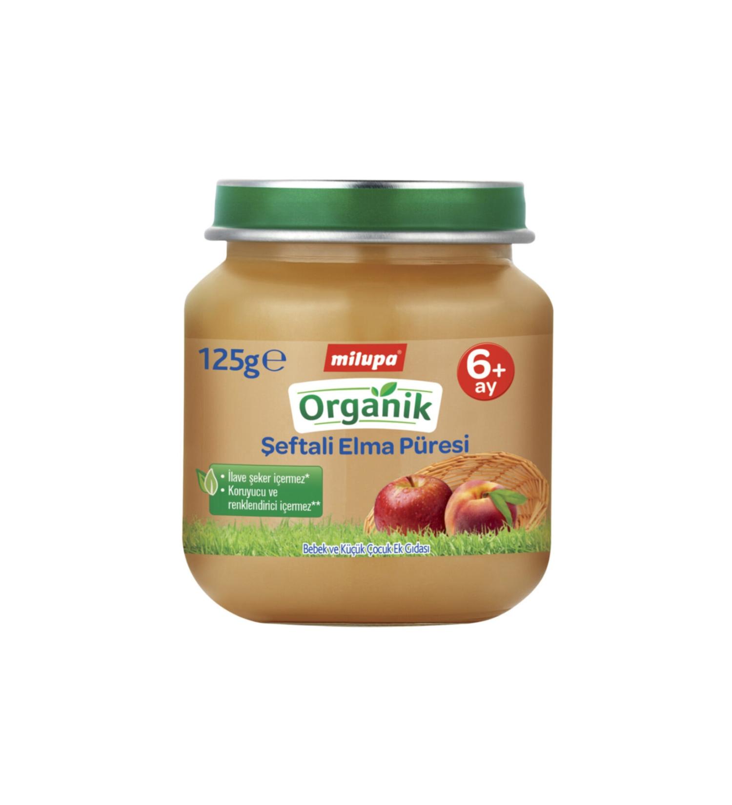 Milupa Organic Peach Apple Puree Jar 125 G 6+ Months