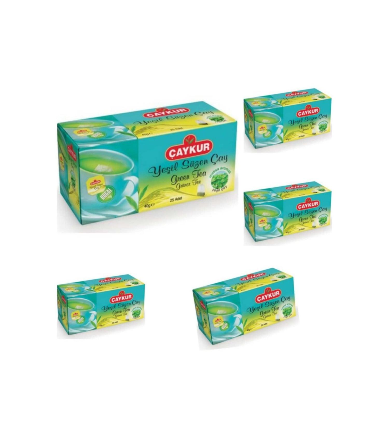 aykur Green Tea Strained with Melissa 40 gr X 5 Packs