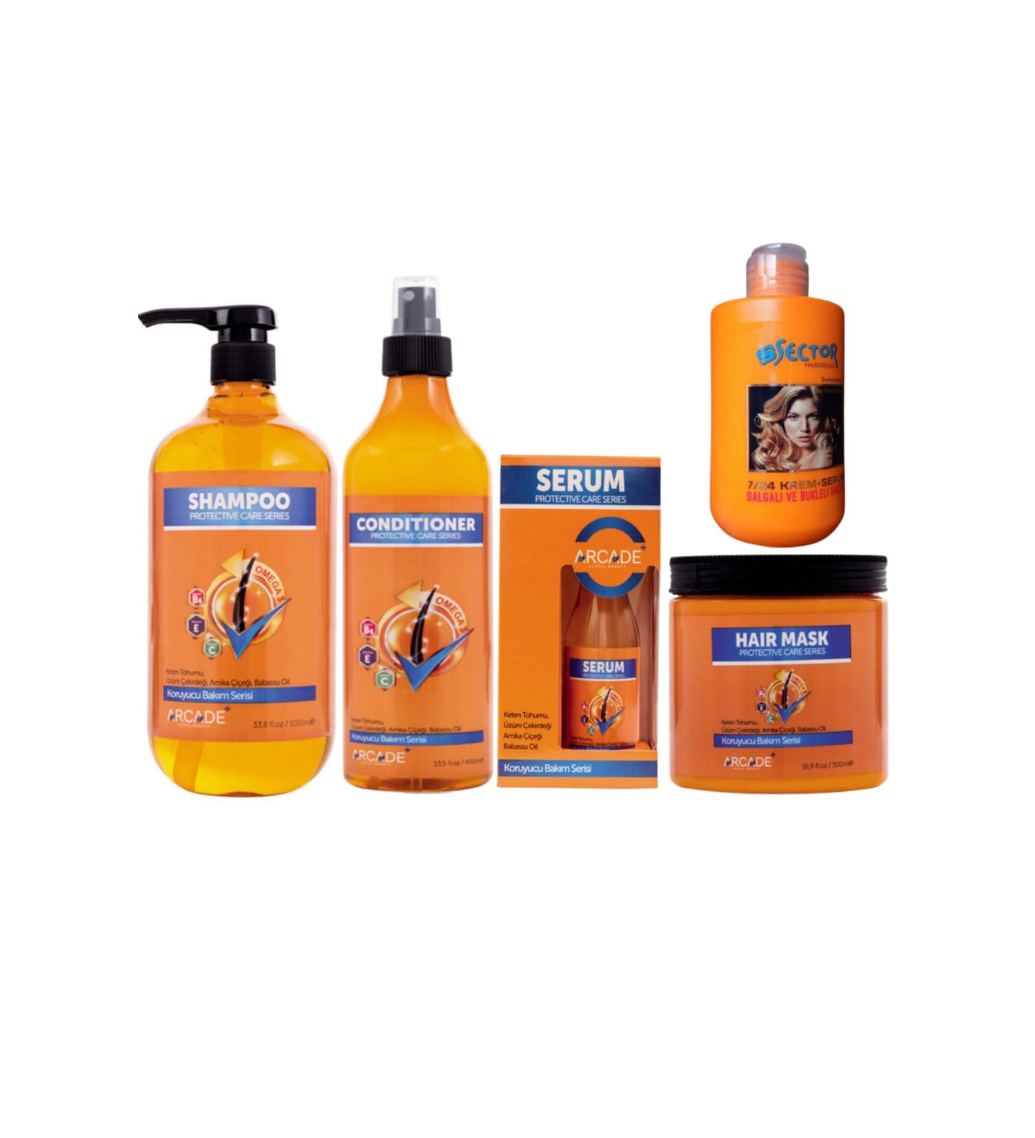 Arcade Protective Care Shampoo 1000 Ml Special Hair Care Set of 5