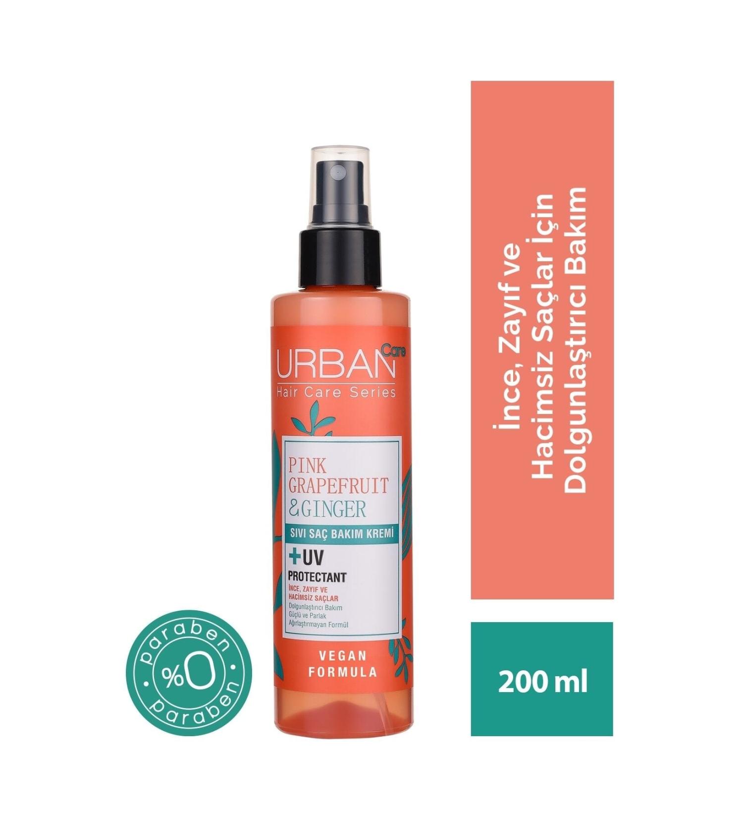 Urban Care Pink Grapefruit&ginger Fine Hair Volumizing Liquid Hair Care Cream-vegan-200ml
