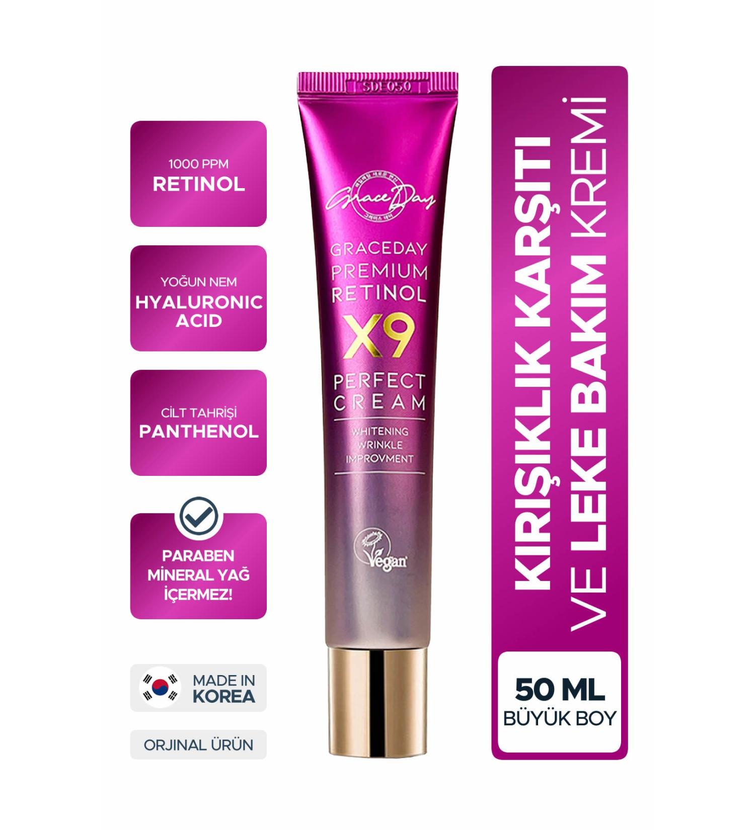 Grace Day Anti-Blemish Anti-Wrinkle Brightening and Moisturizing Premium Retinol X9 Perfect Cream - Buy Online on GoSupps.com