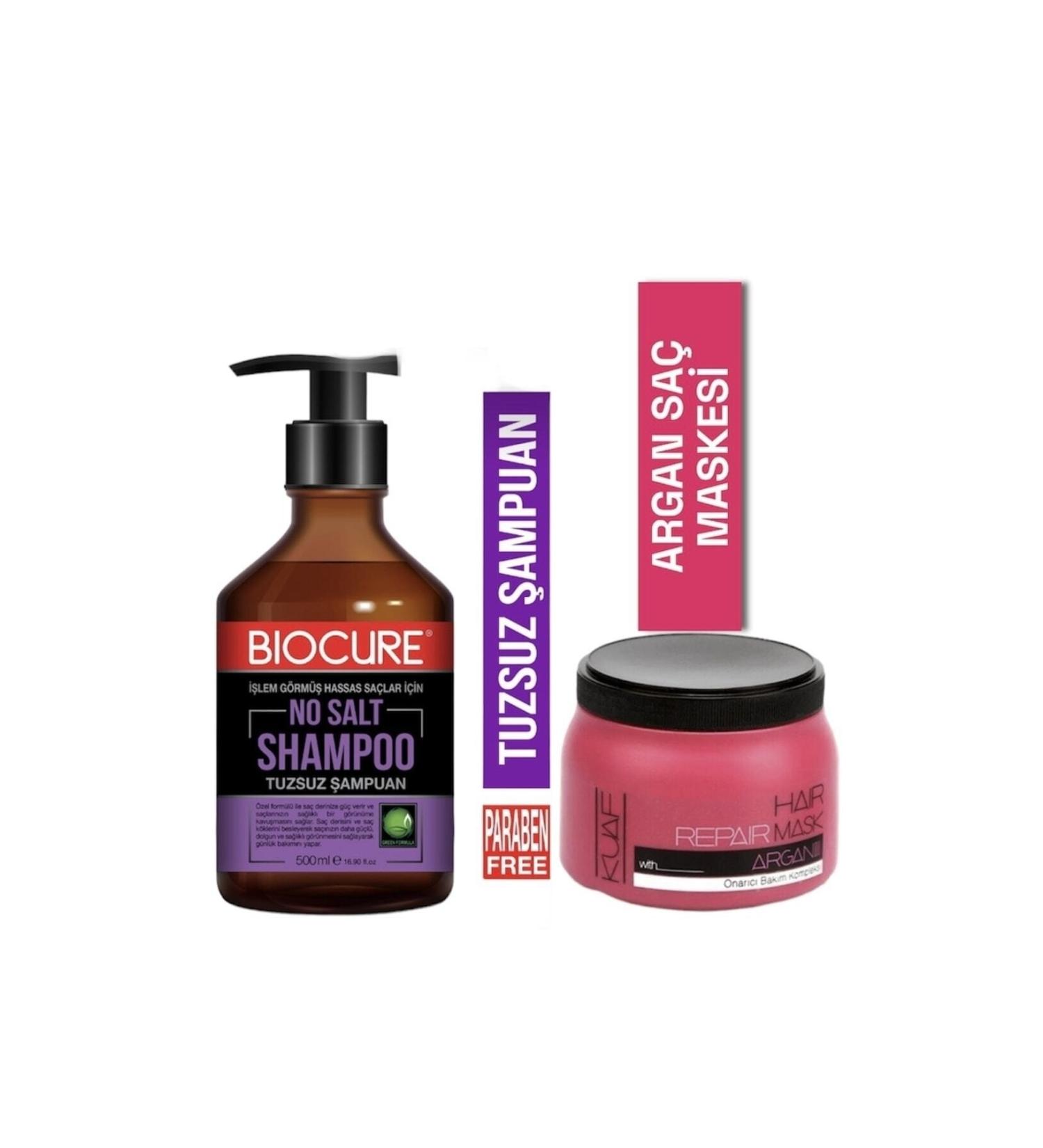 Biocure Salt-Free Purifying Hair Care Shampoo 500ml Argan Hair Mask