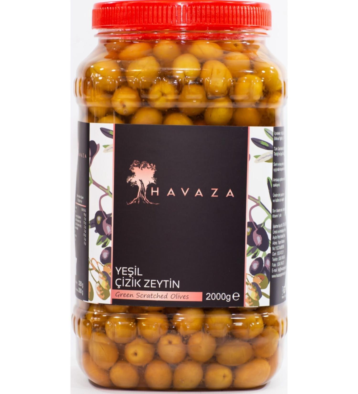 Havaza Green Scratched Olives - 2000 gr. (201-230 Caliber)
