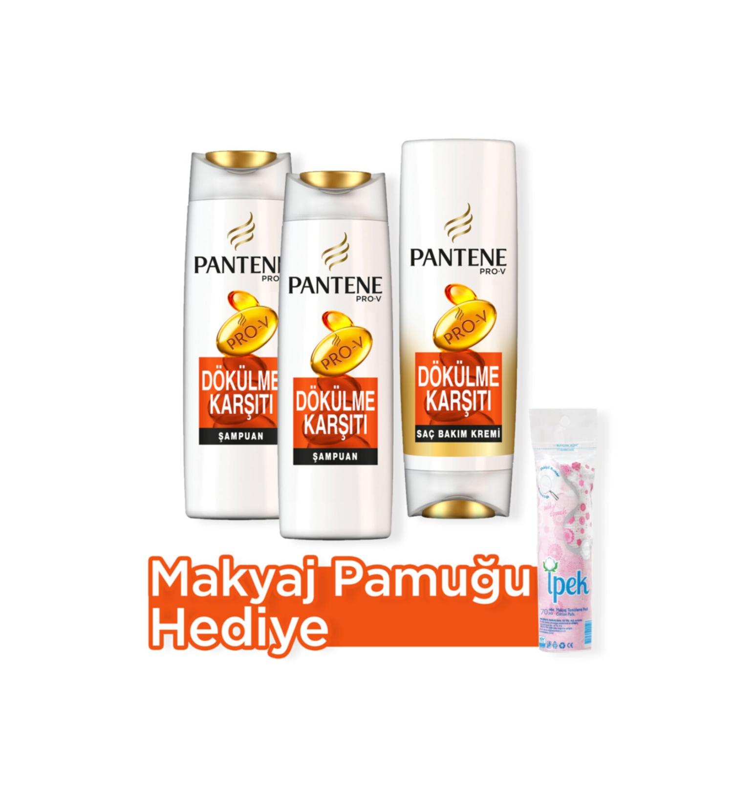 Pantene Anti-Hair Loss Shampoo 500 ml x 2 + Hair Care Cream 470 ml Make-up Cotton Gift - Buy Online on GoSupps.com