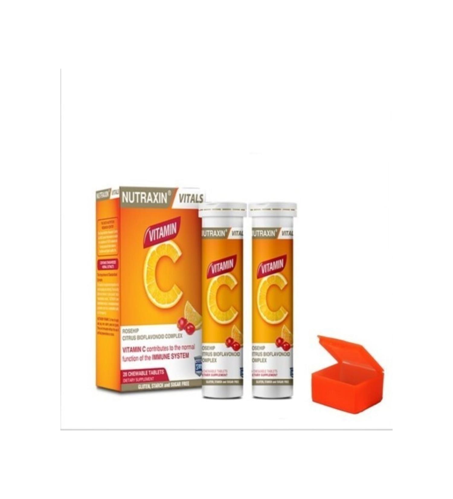 Nutraxin Vitamin C 28 Chewable Tablets + Pill Box - Buy Online on GoSupps.com