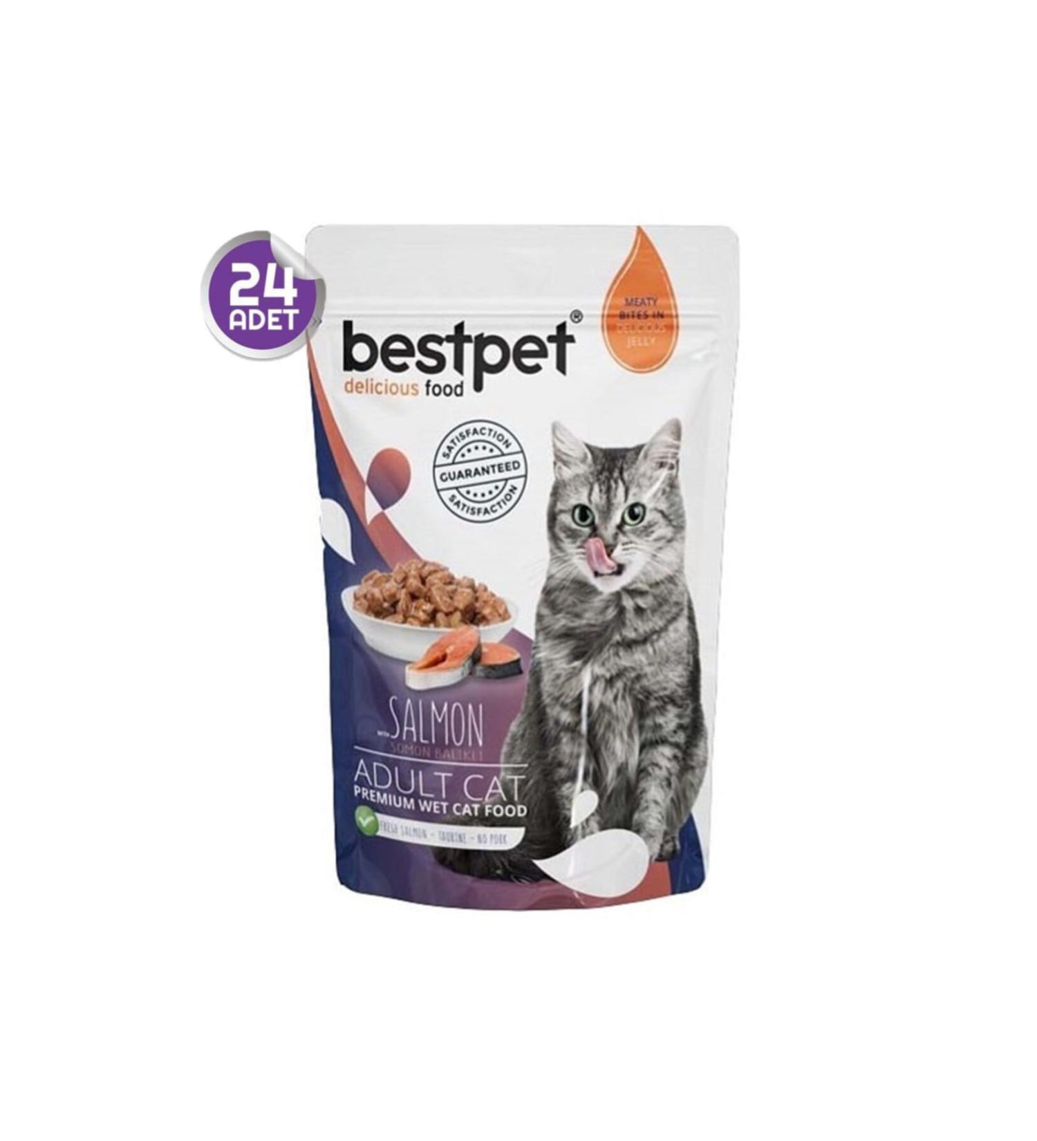 Bestpet Jelly Salmon Pouch Adult Cat Food 24 X 85 Gr