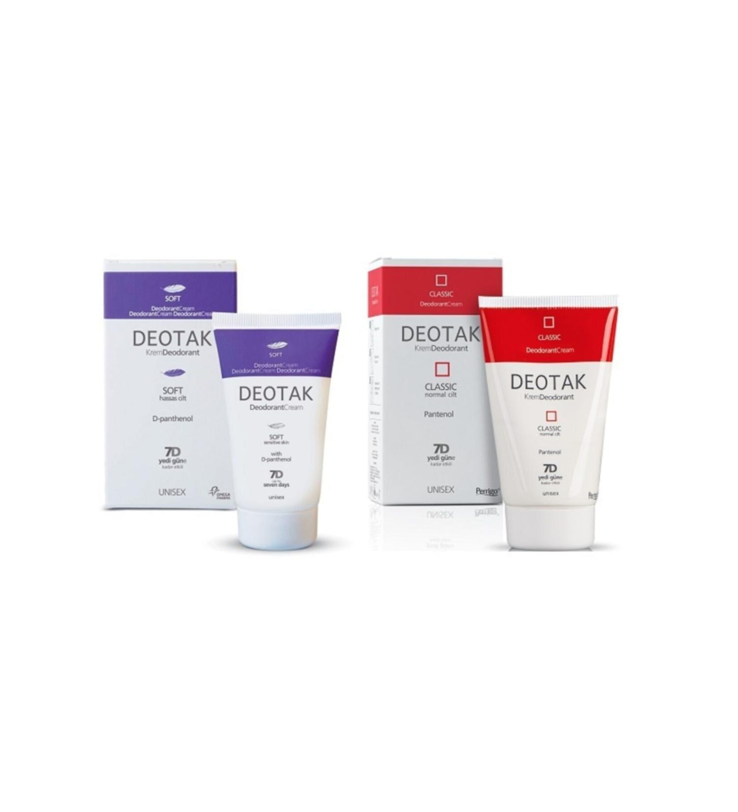 Deotak Sensitive Skin Special Deodorant Cream + Cream Deodorant Classic Effective Up to 7 Days 35 Ml