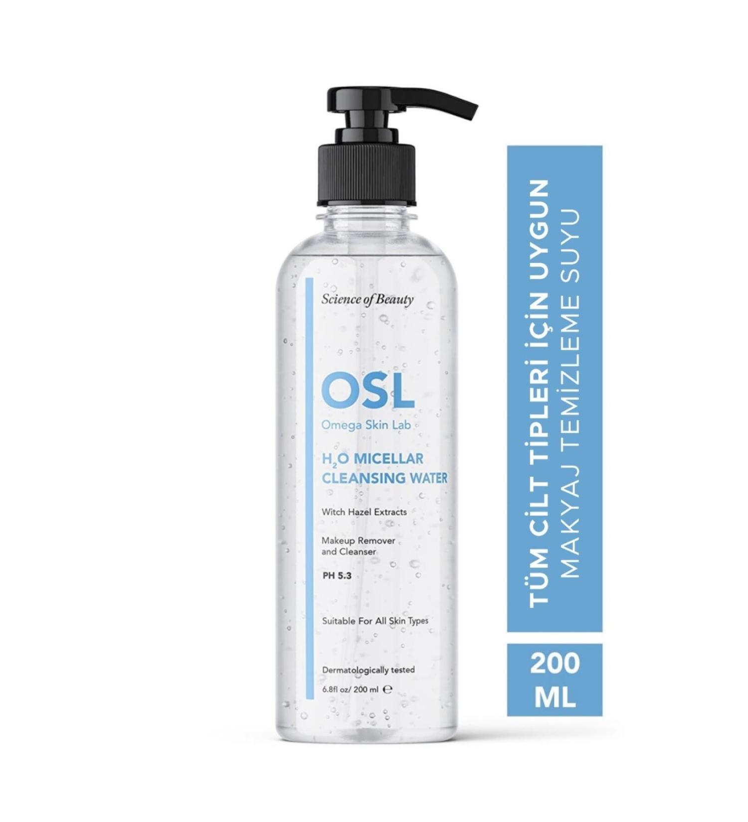 OSL Omega Skin Lab H2o Micellar Cleanser Water 200ml (MAKE-UP AND FACE CLEANSING WATER)