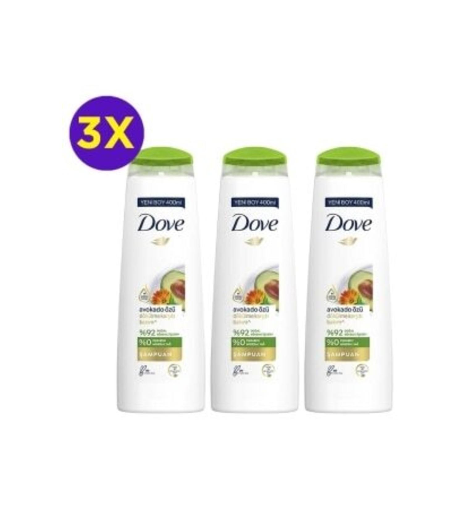 Dove Hair Care Shampoo Avocado Extract Anti-Loss Care 400 Ml Set of 3