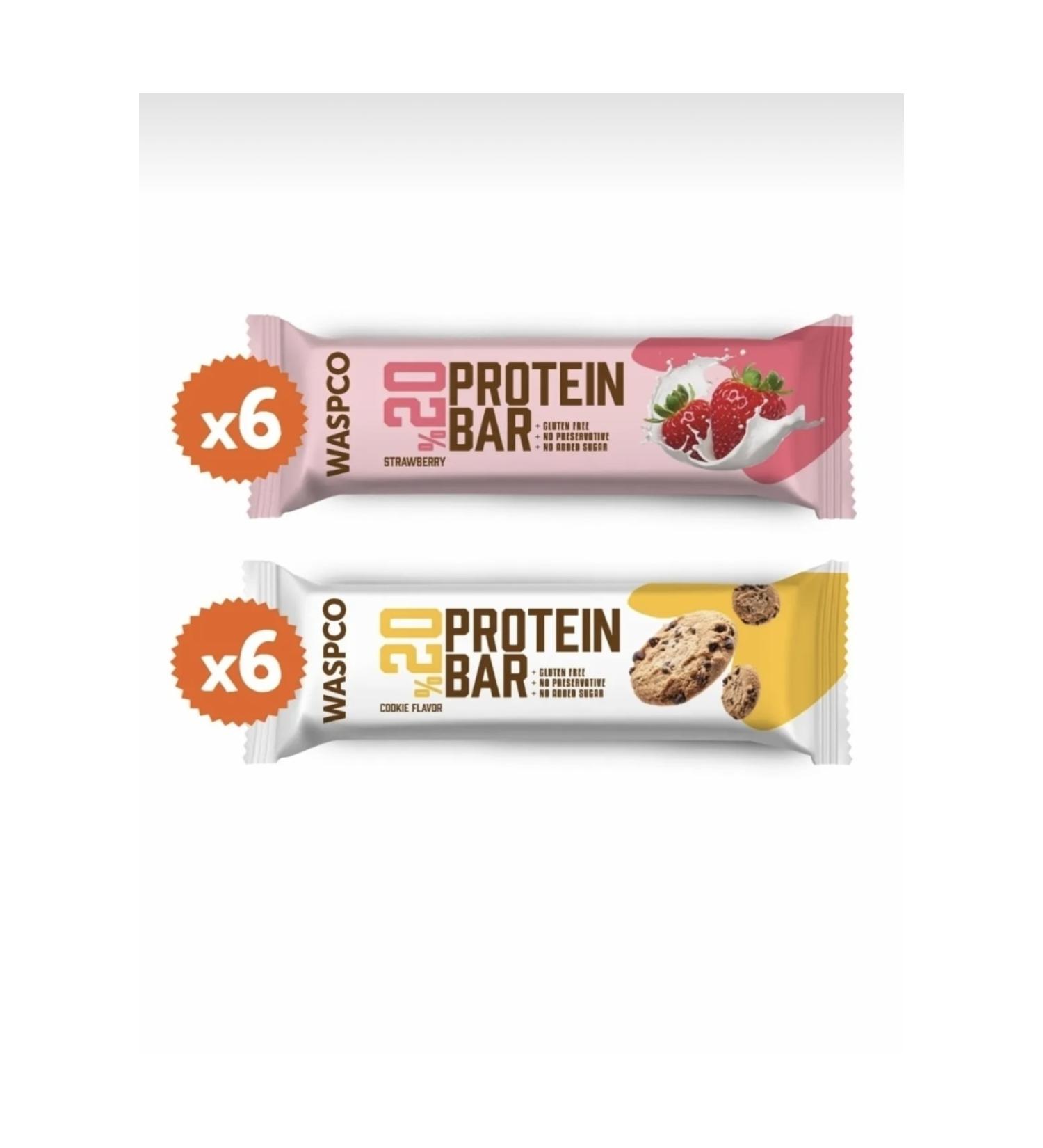 Waspco Protein Bar 40 Gr (Strawberry and Cookie)-12 Pieces