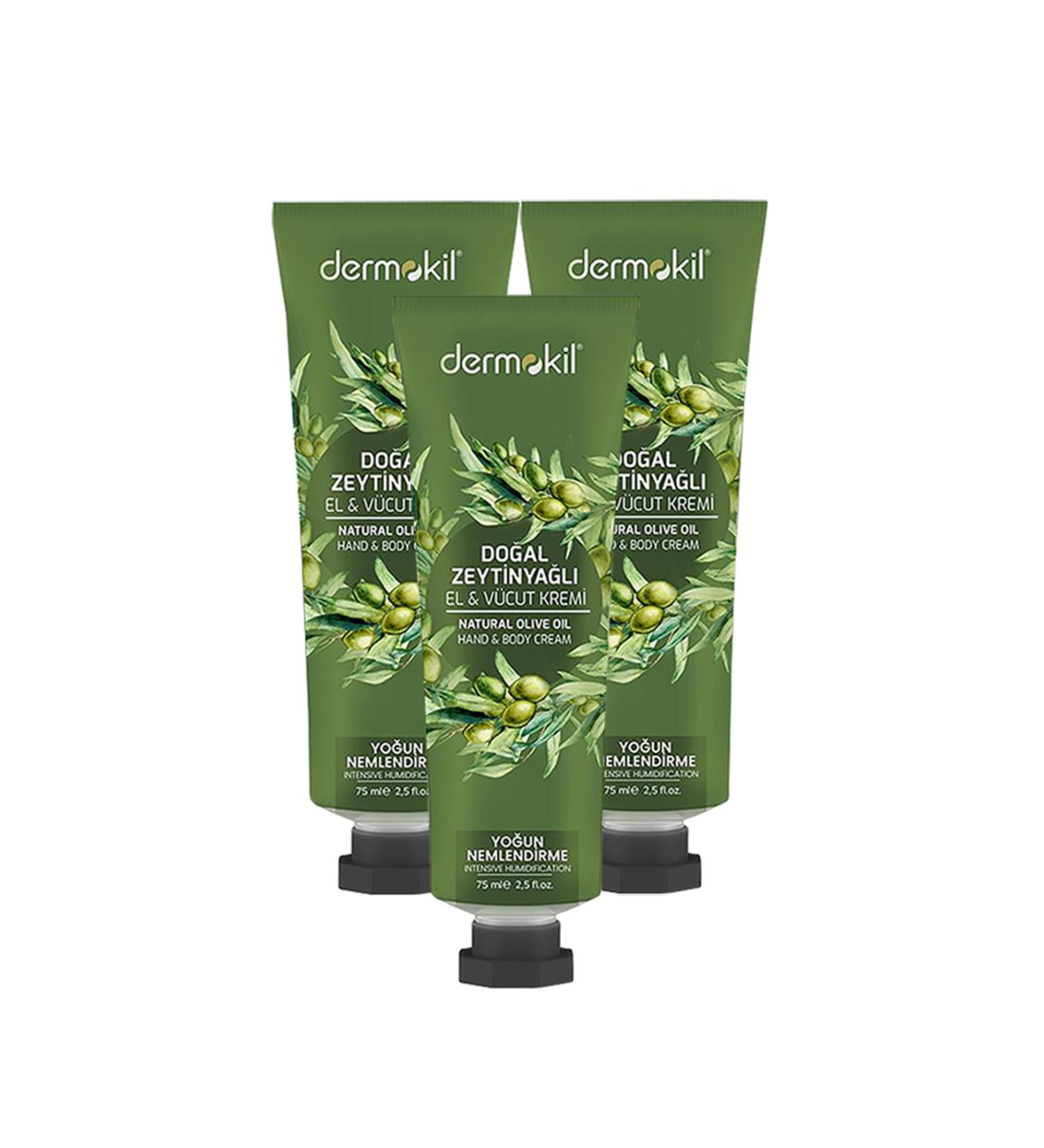 Dermokil Olive Oil Hand and Body Cream 75 Ml X 3 Pieces
