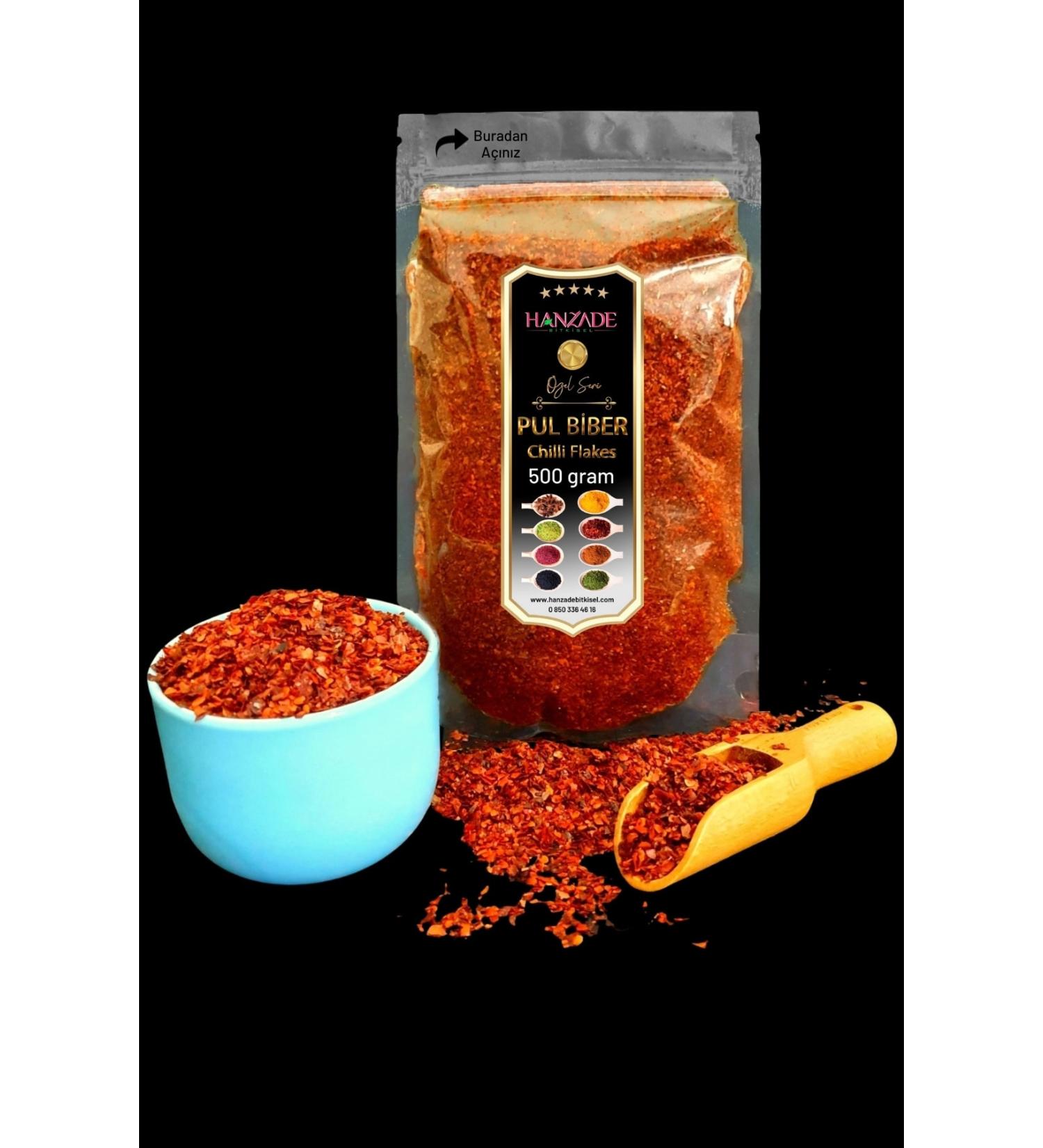 Hanzade Herbal Chili Pepper Fine Medium Hot 500 Gr