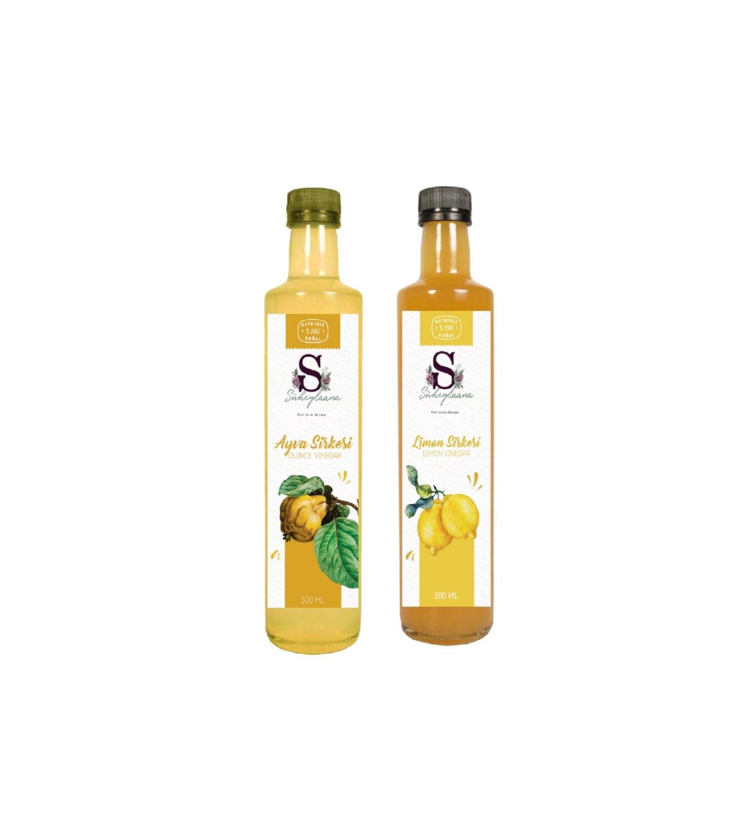 S heylaana Natural Quince Vinegar 500 Ml - Natural Lemon & Pineapple Vinegar 500 Ml