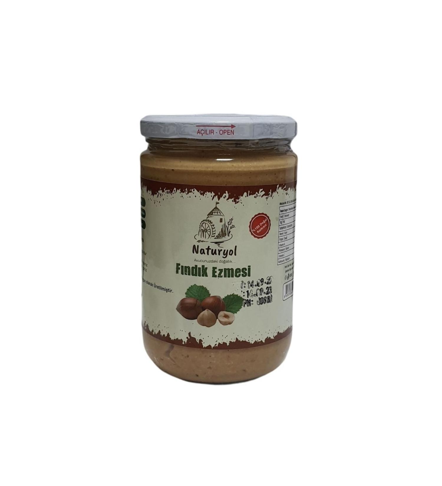 NATURYOL Natural Giresun Roasted Hazelnut Paste 100 Percent Pure Sugar-Free Additive-Free 630 Gr