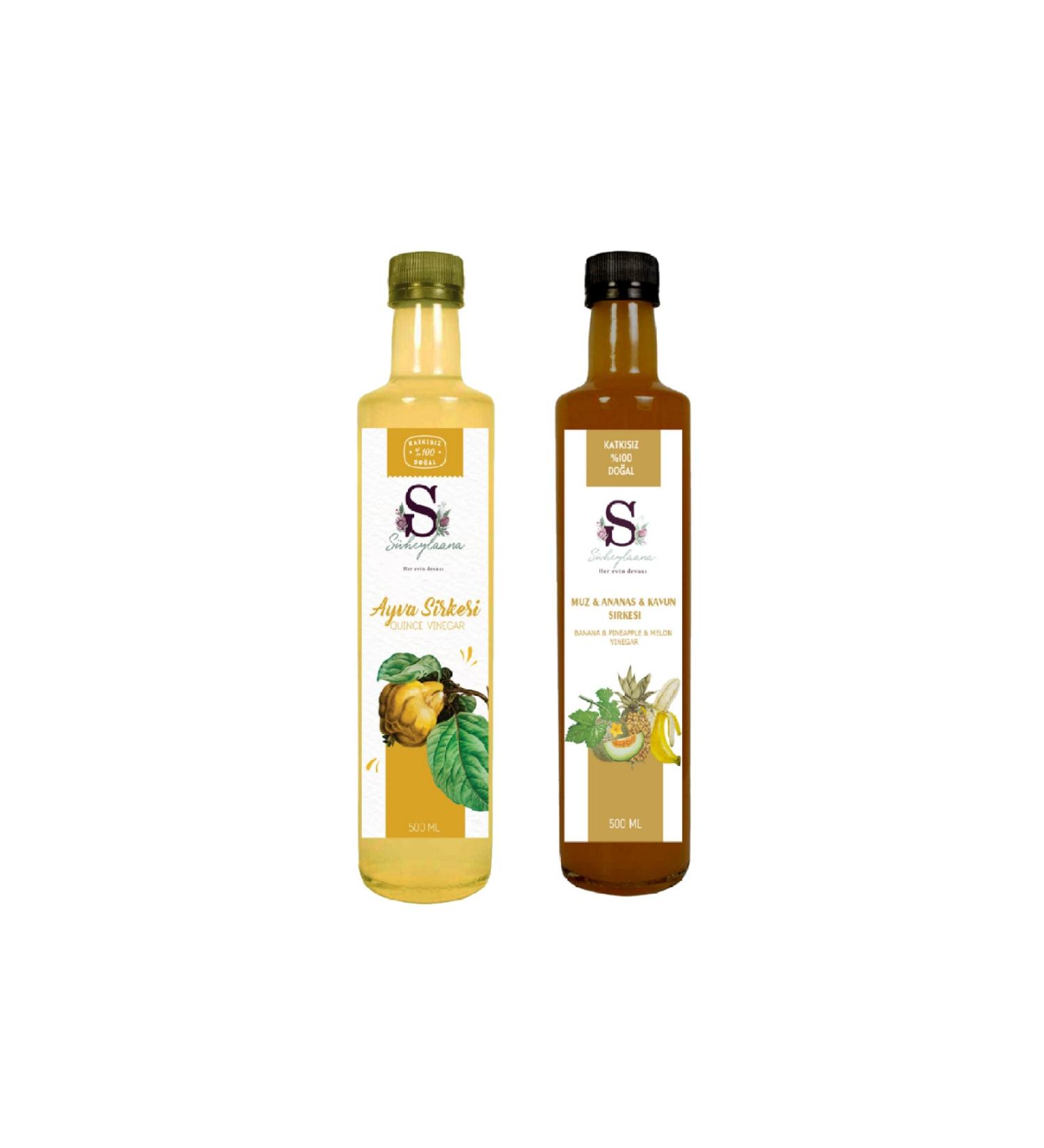 S heylaana Natural Quince Vinegar 500 Ml - Natural Banana & Pineapple & Melon Vinegar 500 Ml