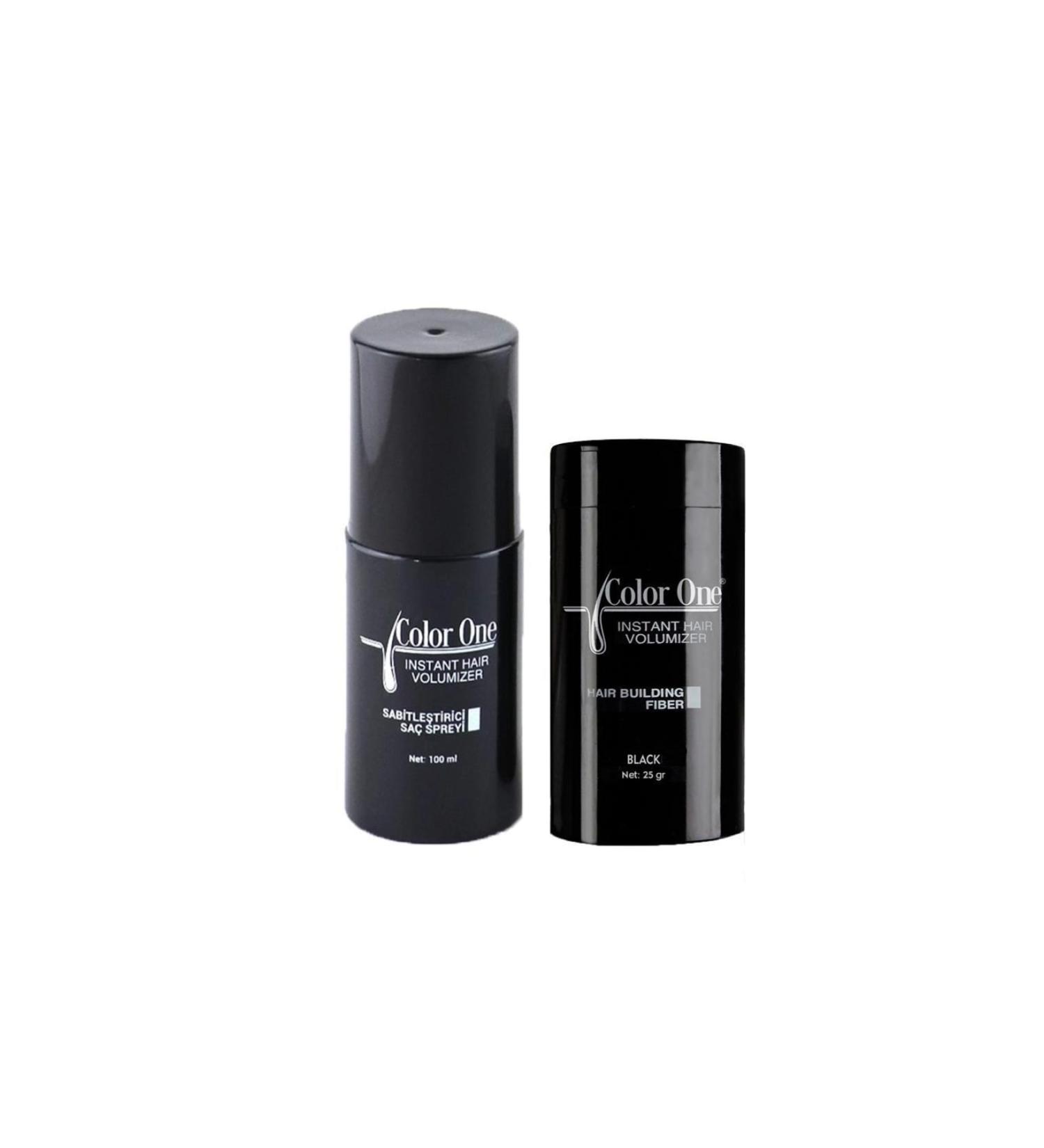 Color One Volumizing Hair Fiber Black 25gr and Stabilizer 100ml Duo Set