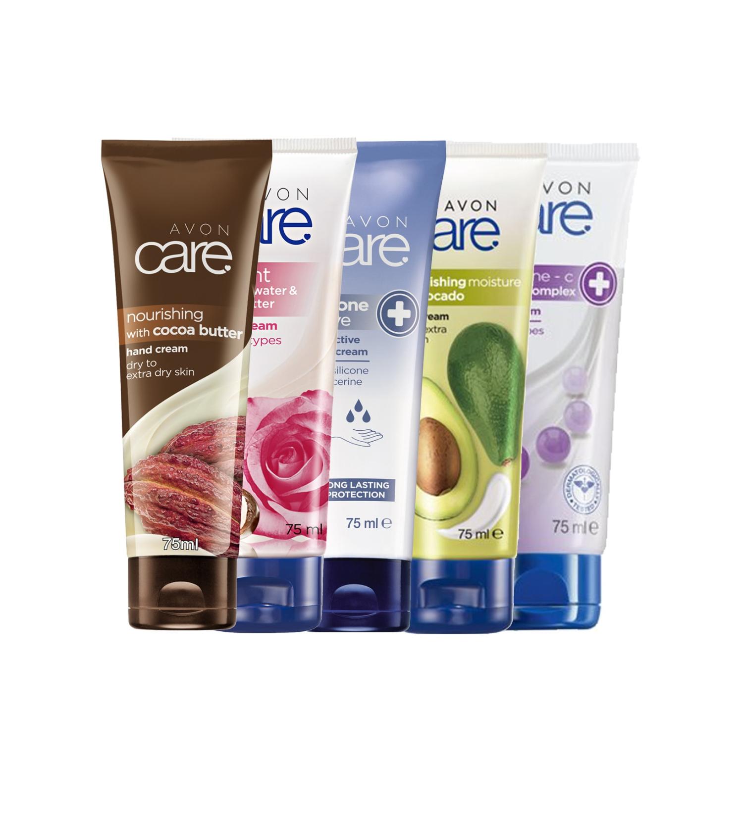 Avon Vitamin C Glycerin Cocoa Avocado Rose Essence 5-Piece Hand Cream Package