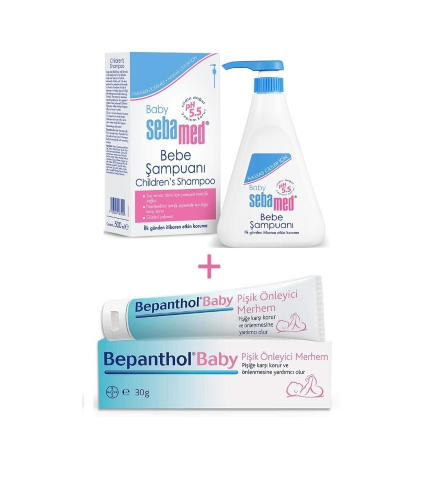 Sebamed Newborn Shampoo 500 Ml + Bepanthol Diaper Rash Prevention Cream 30 Gr