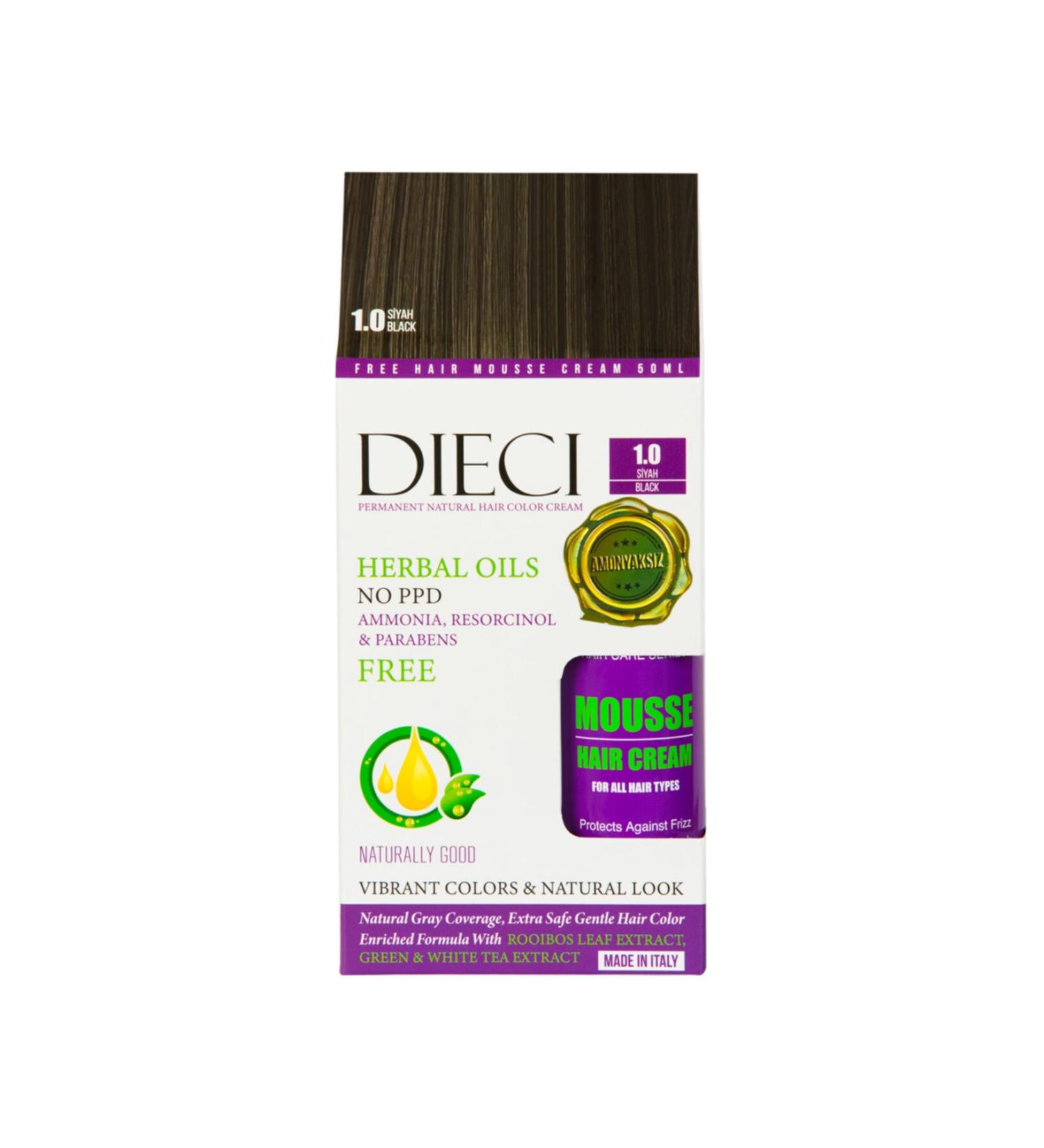 Dieci Dieci Permanent Ammonia-Free Hair Dye 1.0 Black