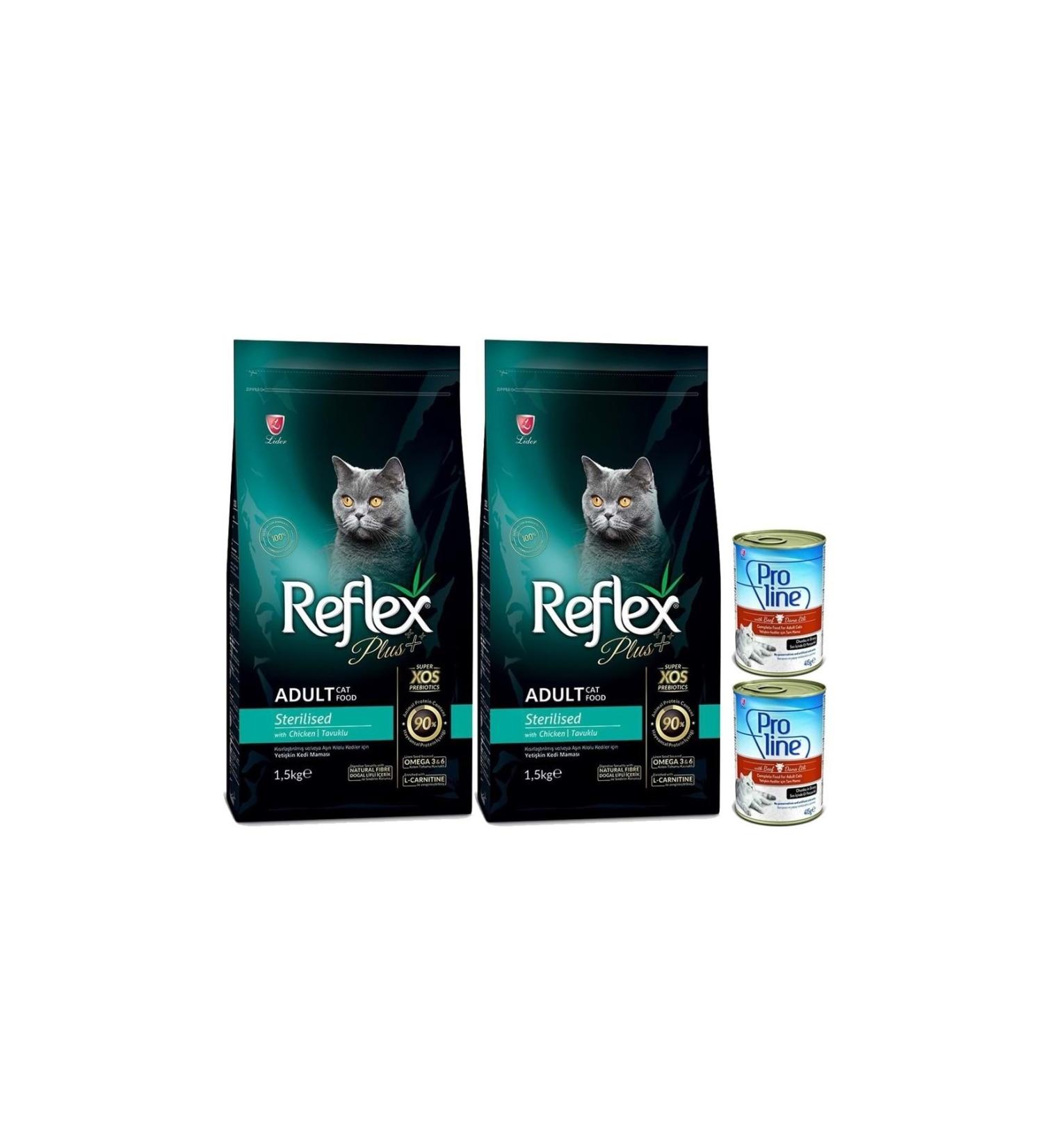Reflex Plus Sterilized Cat Food 1.5 Kg X 2 Pieces + 2 Pieces Canned Cat Food