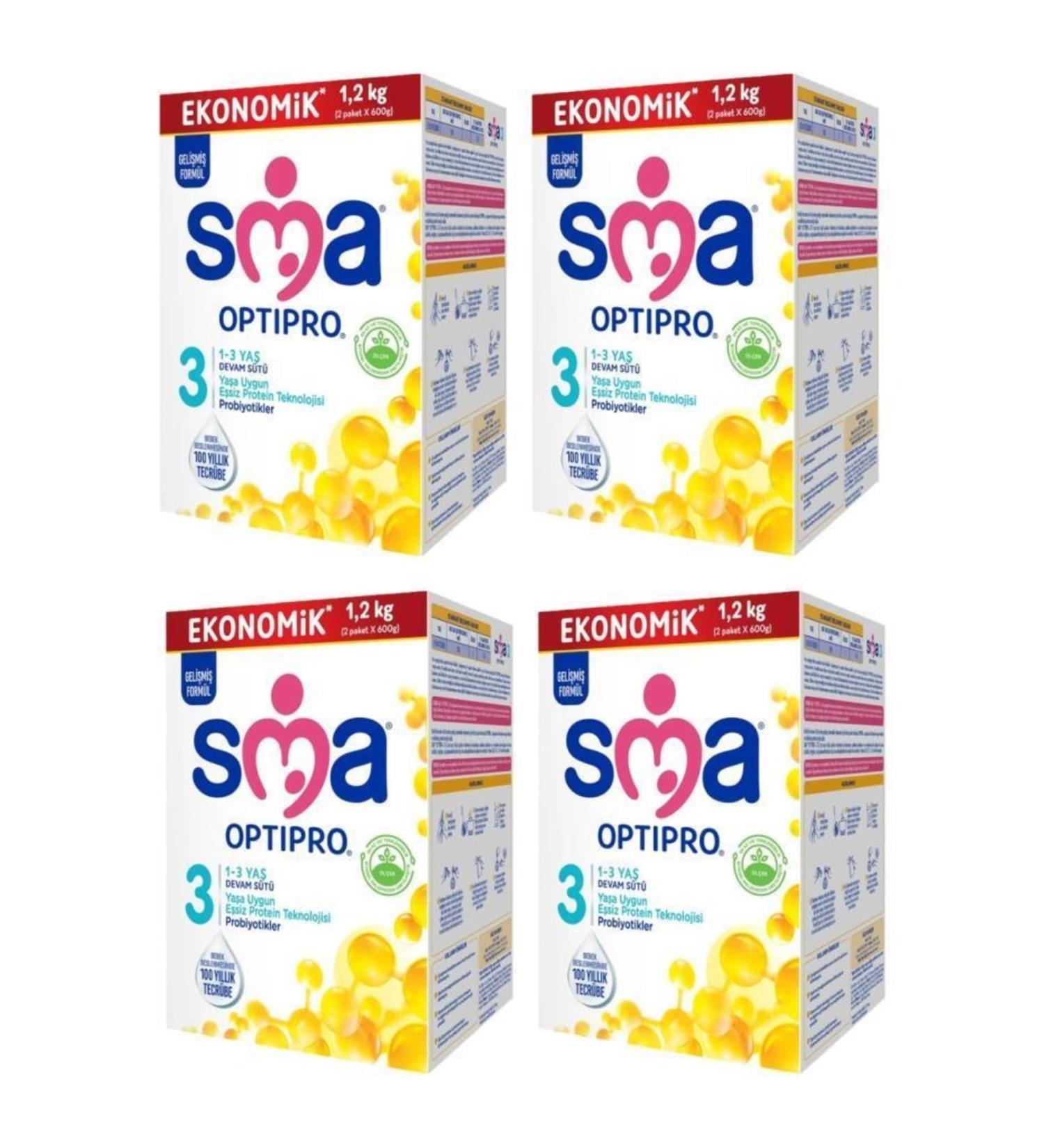 SMA Optipro Probiotic 3 Follow-On Milk 1200 Gr X 4 Pieces