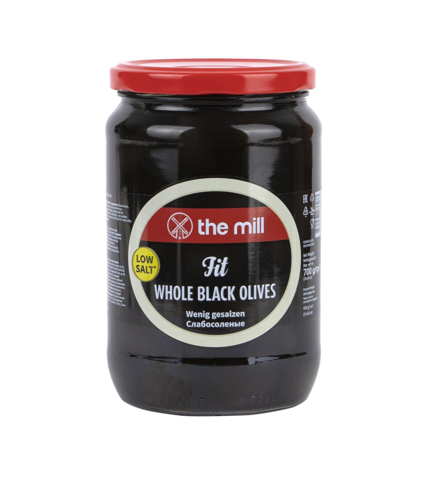 The Mill Natural Fit Black Olives 700 gr - Delicious - Drained Weight: 420 G - - Buy Online on GoSupps.com