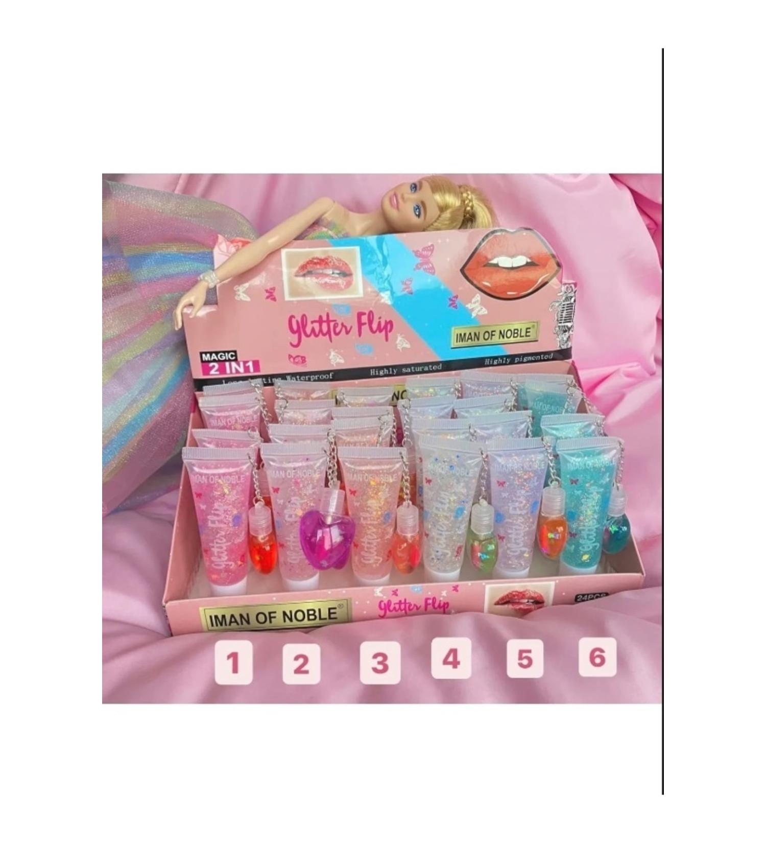 IMAN OF NOBLE Heart Lip Gloss 6 Pieces Lip Gloss Lip Balm Lip Oil Glitter