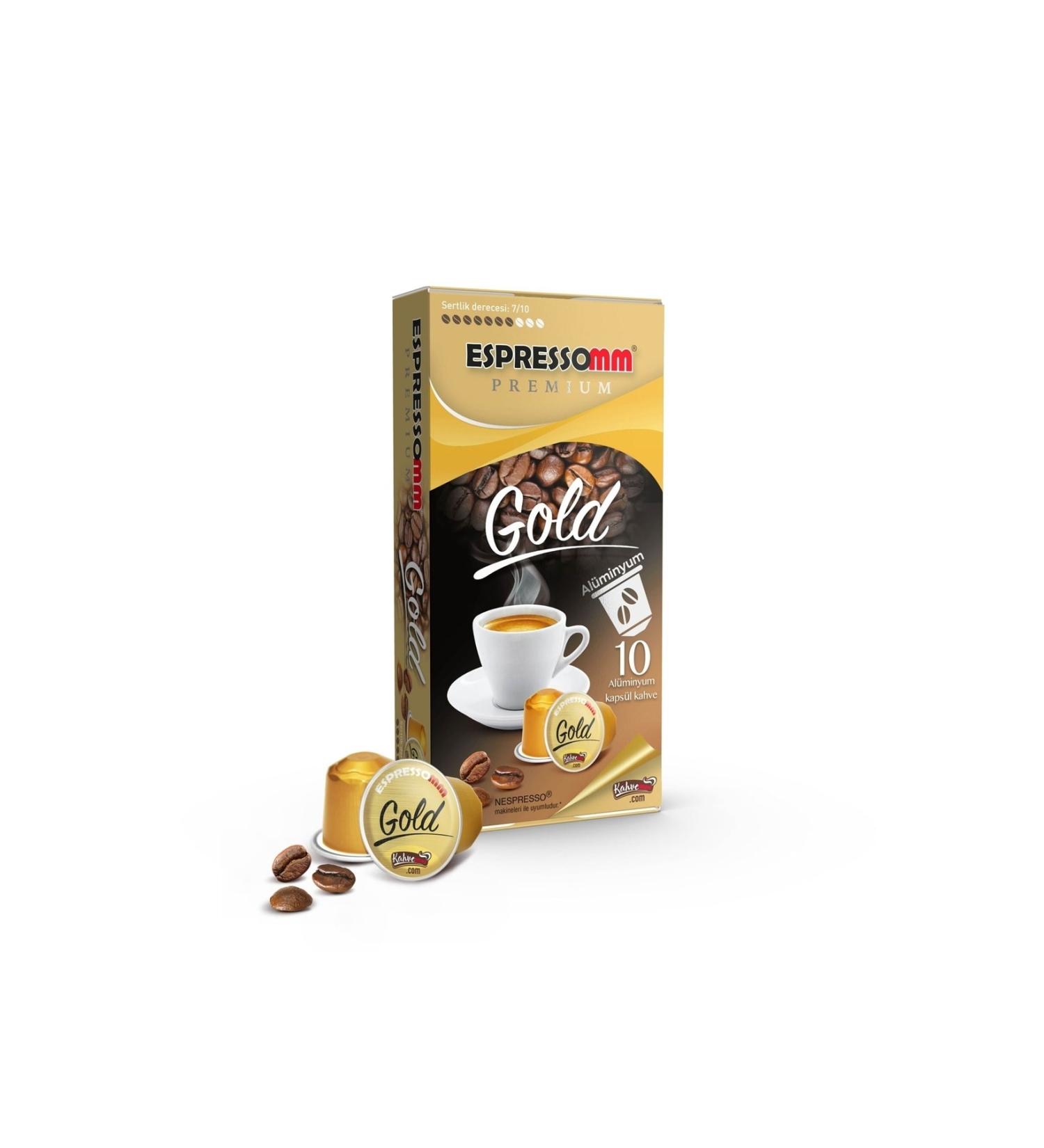 ESPRESSOMM Premium Gold Aluminum Coffee Capsules (10 Pieces) - Nespresso Compatible*
