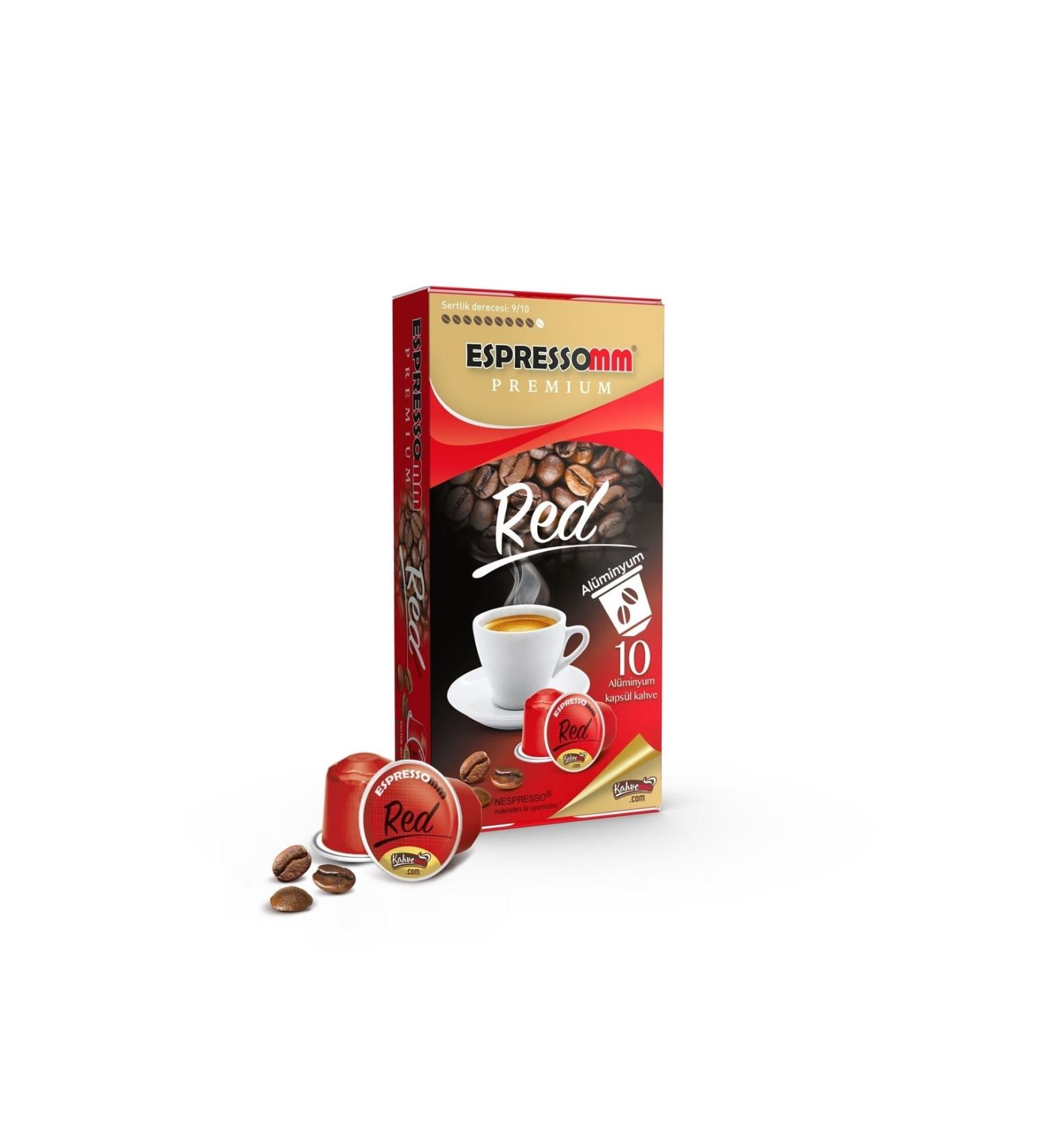 ESPRESSOMM Premium Red Aluminum Coffee Capsules (10 Pieces) - Nespresso Compatible*