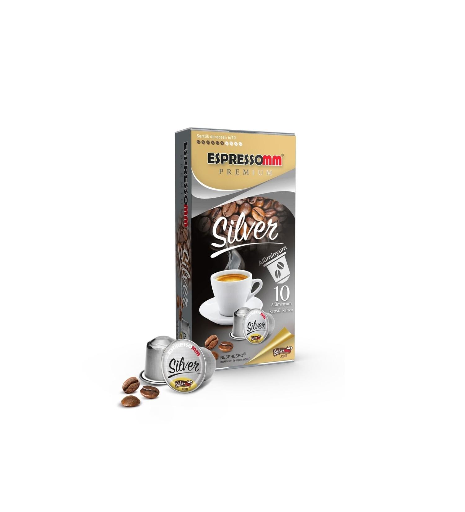 ESPRESSOMM Premium Silver Aluminum Coffee Capsules (10 Pieces) - Nespresso Compatible*