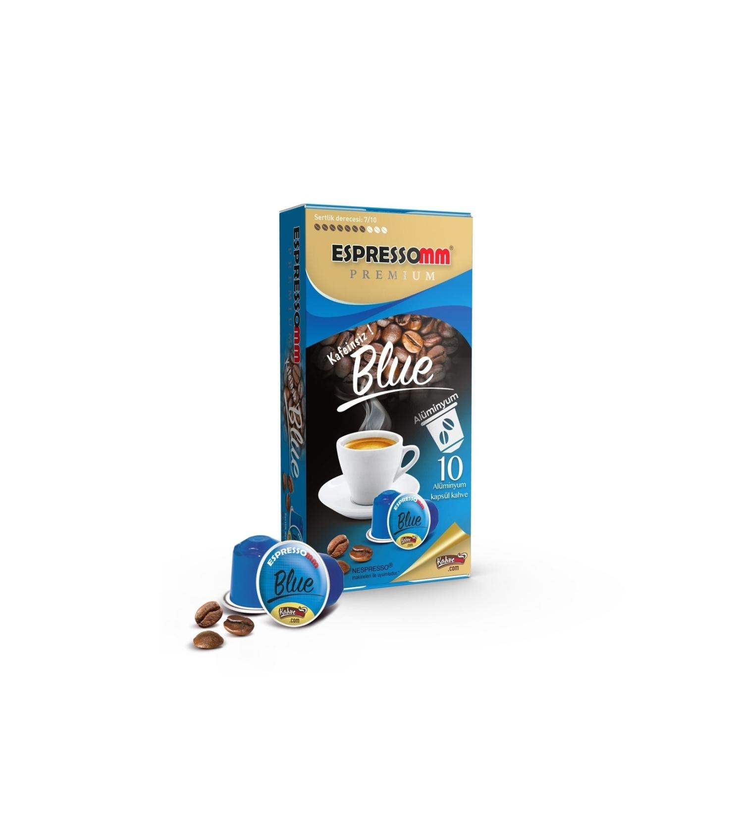 ESPRESSOMM Premium Blue Aluminum Capsule Coffee-decaffeinated! (10 Pieces) - Nespresso Compatible*