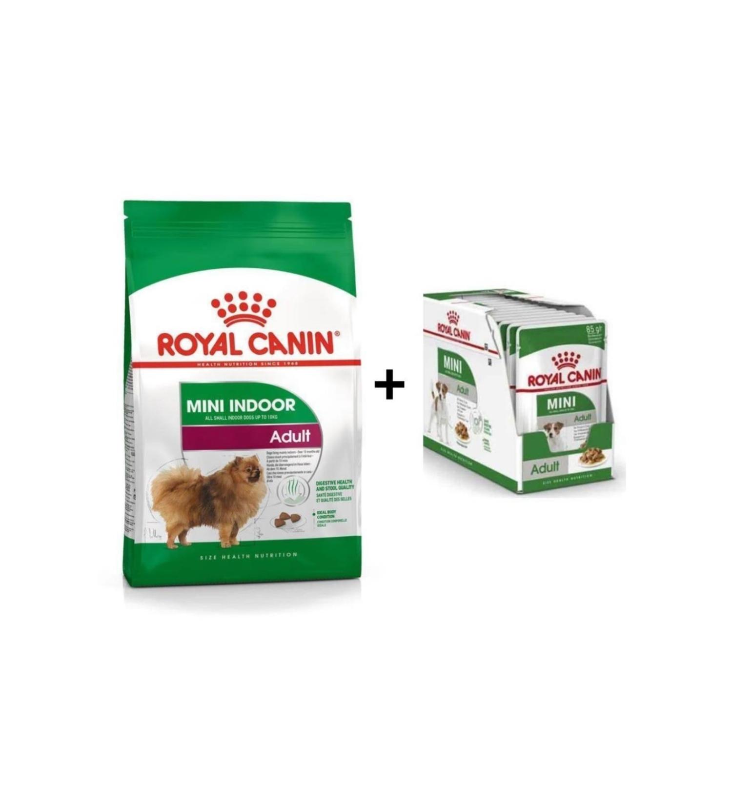 Royal Canin Mini Indoor Adult Dog Food 1.5 Kg + 12 Pieces Wet Food
