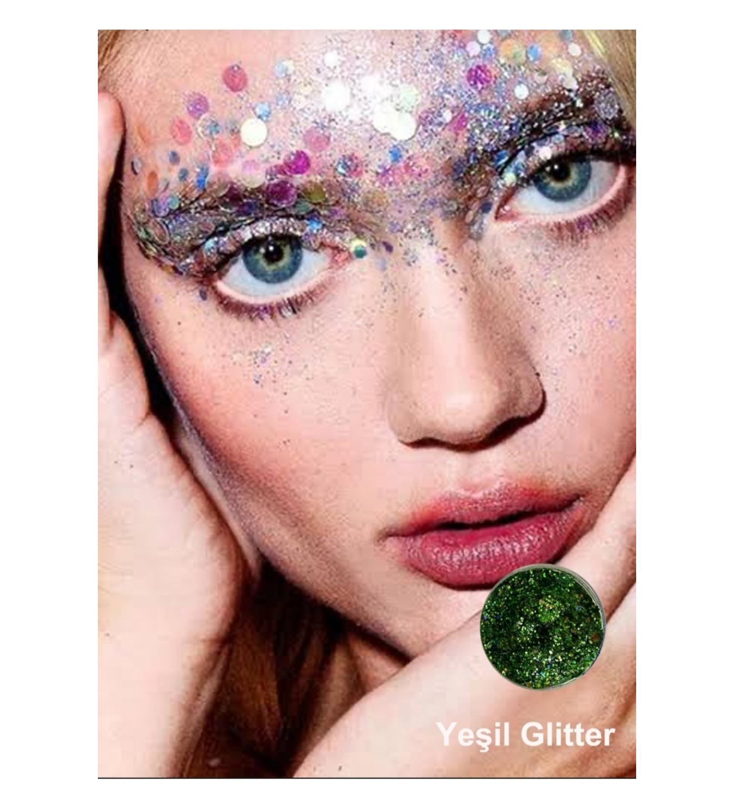 hbtasarim Gel Form Makeup Glitter Glittery Face Makeup Green