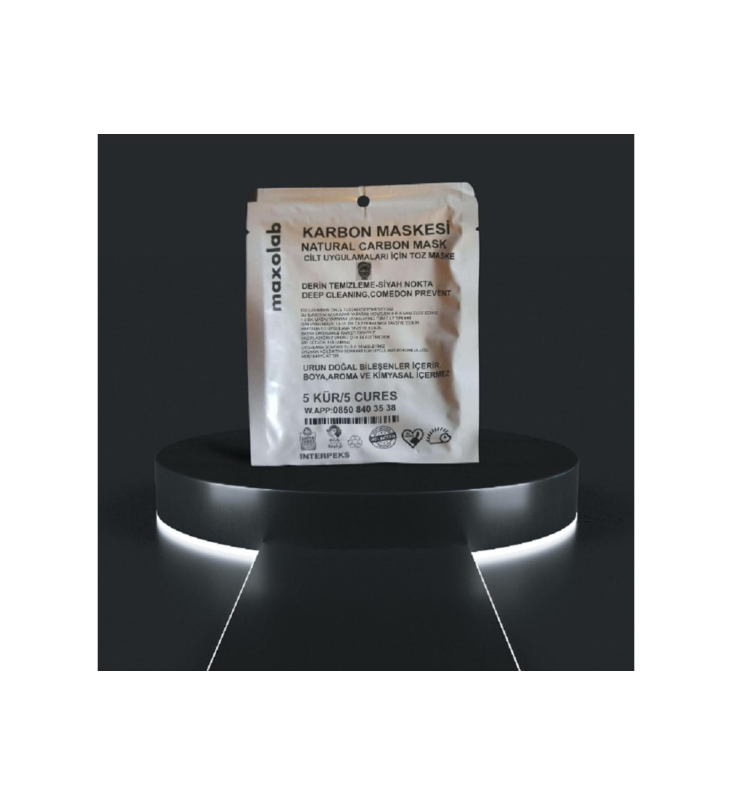 maxolab Natural Carbon Skin Care Mask - Advantageous Package Containing 5 Cures