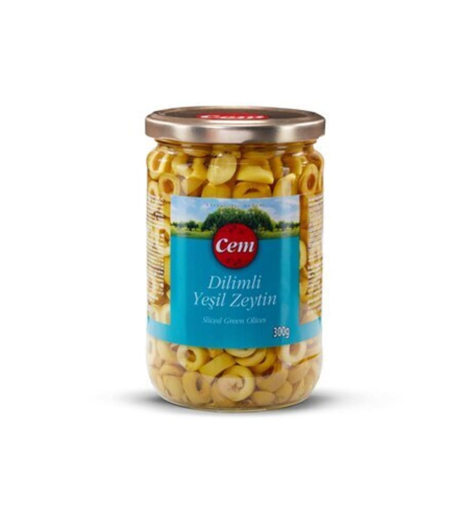 Cem Sliced Green Olives Jar 300 G