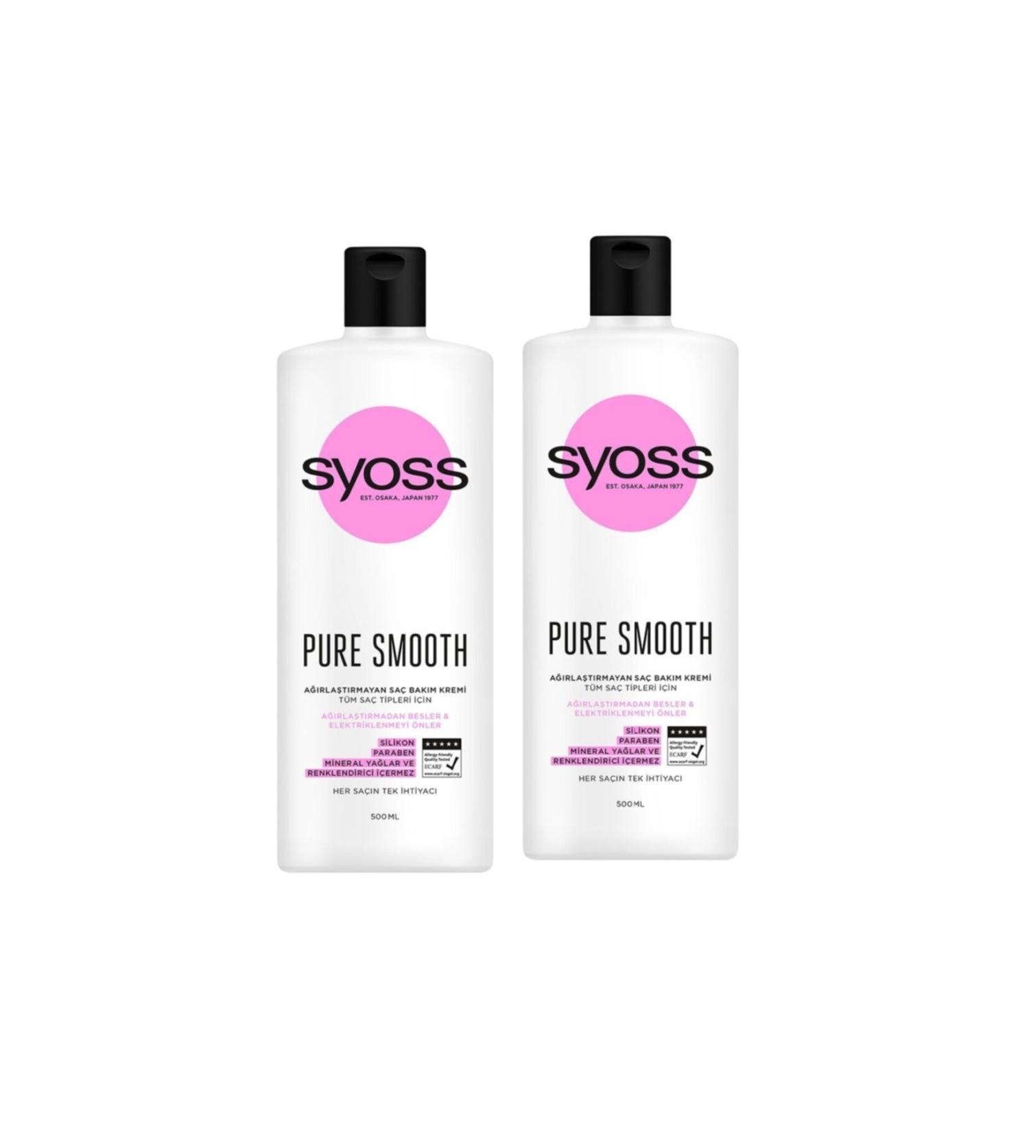Syoss Hair Conditioner 500 Ml Pure Smooth 2 Pieces